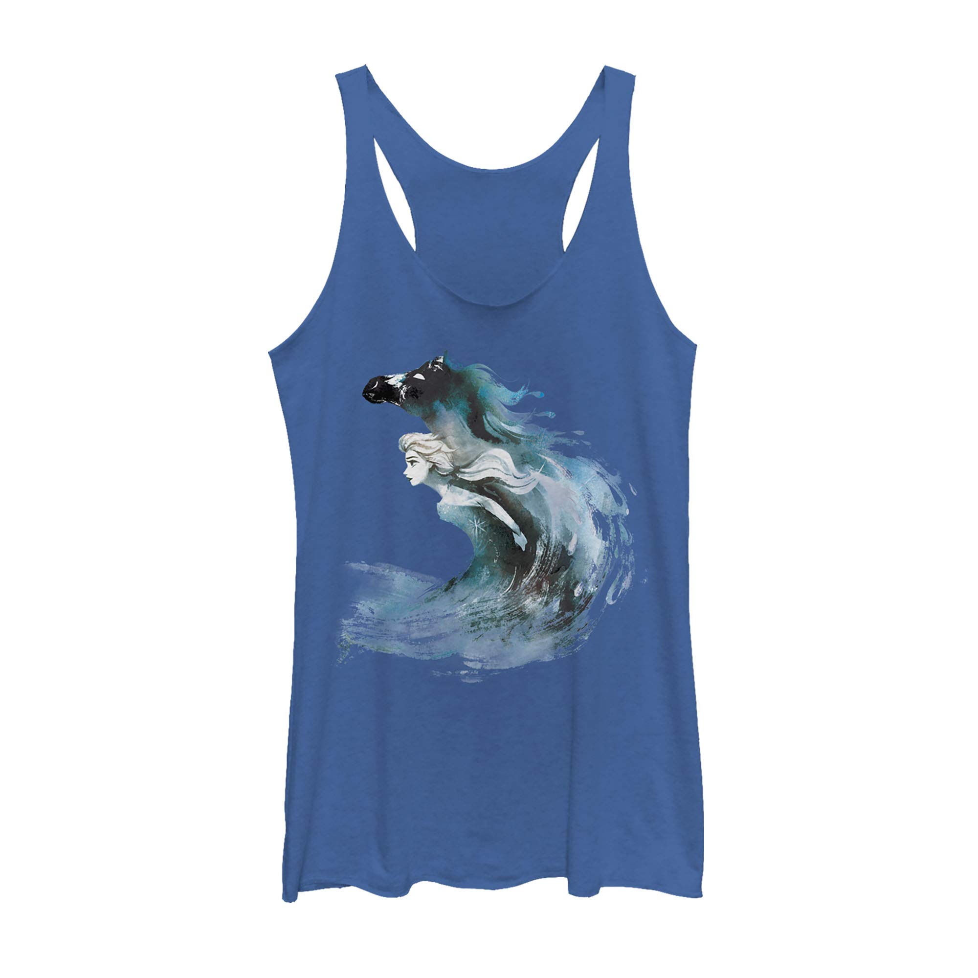 Fifth Sun Women's Frozen 2 Watercolor Spirit Tri-Blend Racerback Layering Tank Top - Soft Breathable Casual Tee for Disney Fans, Workouts & Everyday Wear