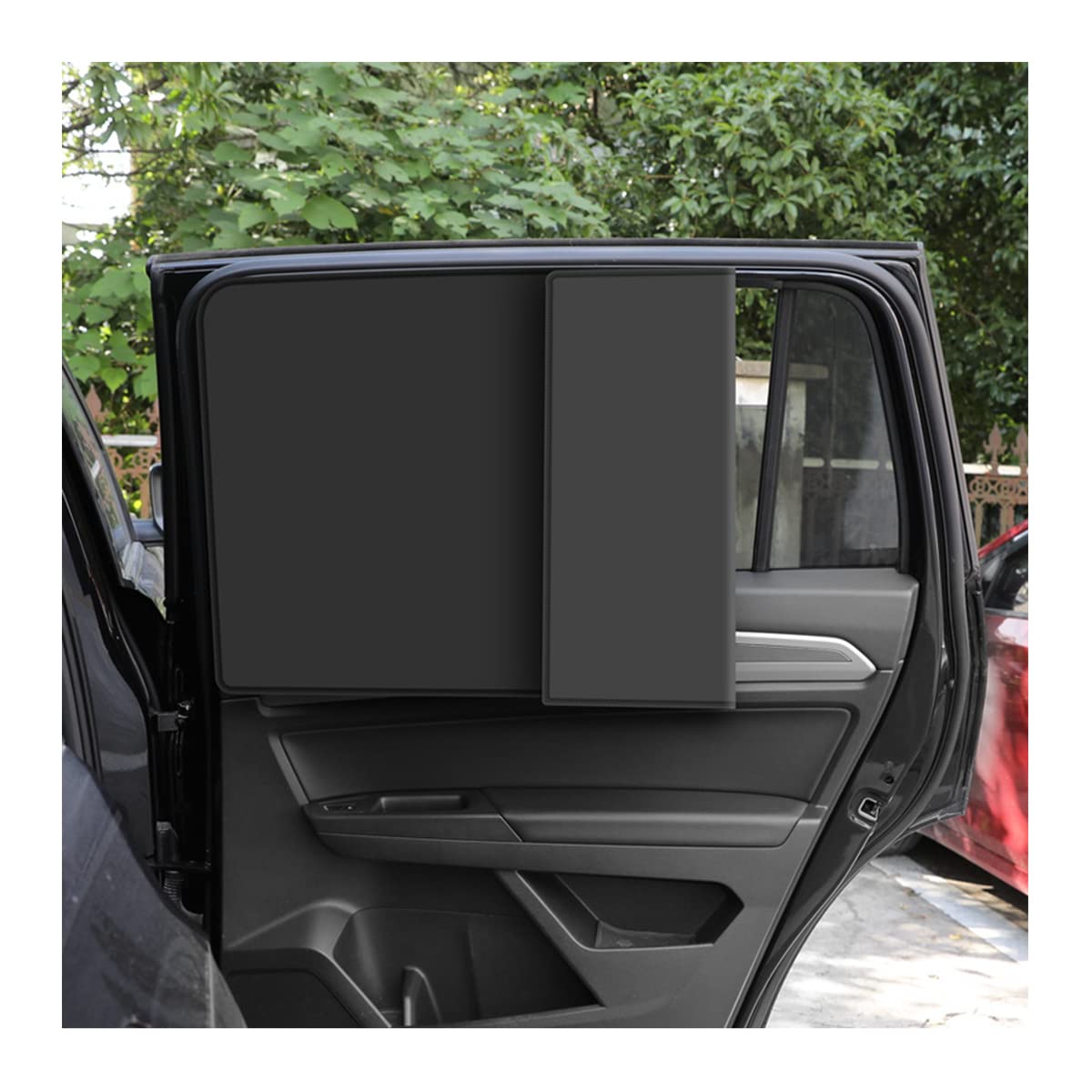Ziciner Magnetic Car Window Sun Shade - 2 Pack UV & Heat Blocking Side/Rear Windshield Curtains for Cars & SUVs | Universal Fit Metal Frame | Black Back Window Cover for Sun Protection & Privacy