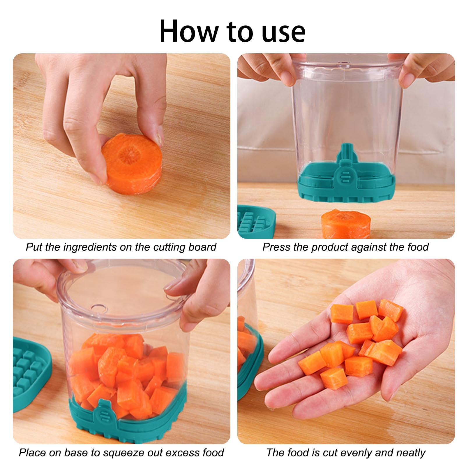 Fruit and Vegetable Chopper Cup - Multi-Functional Dicer with Push Plate - Detachable Cutter for Fast Slicing - Kitchen Gadget & Home Essential (Dark Blue) - Perfect for Meal Prep, Salads, Baby Food, and Quick Snacks