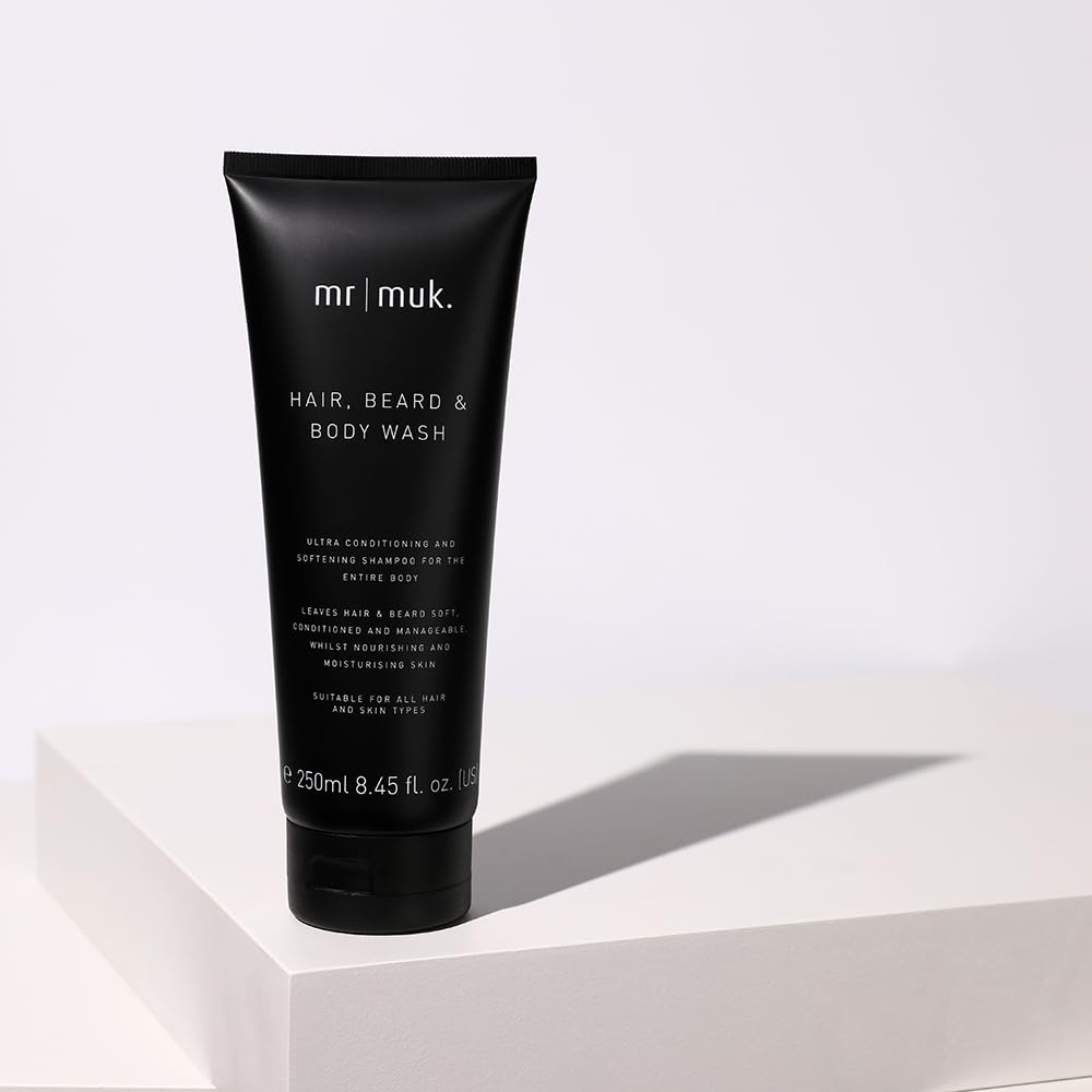 Mr MUK All-in-One Hair, Beard & Body Wash for Men - Natural & Hydrating Shampoo & Body Cleanser - Perfect for Gym, Travel & Daily Use