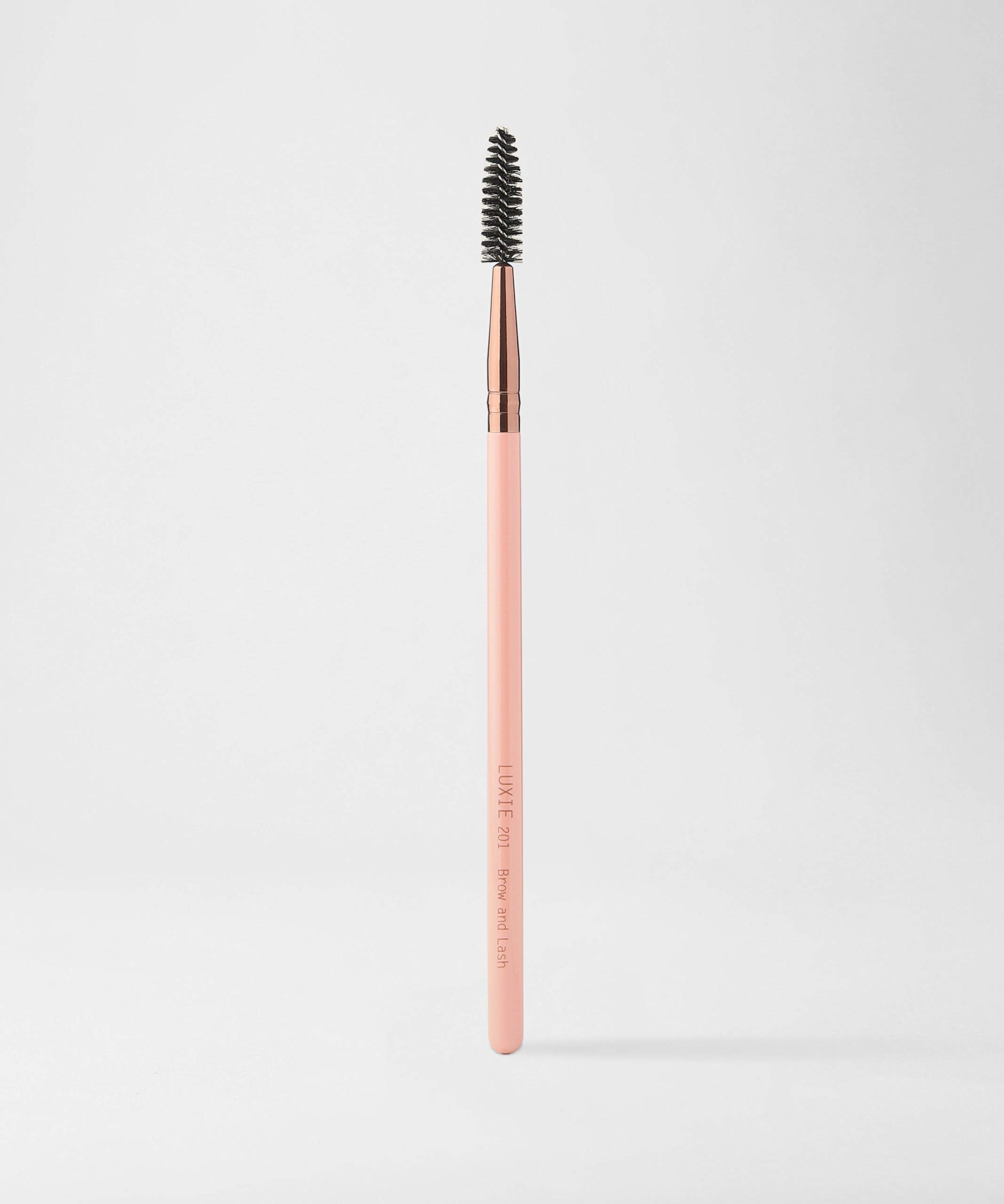 Luxie 201 Precision Brow & Lash Brush - Rose Gold Makeup Tool for Eyebrow Grooming & Mascara Application | Perfect for Professional Makeup Artists & Home Beauty Routines