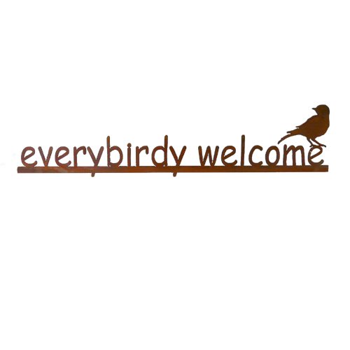 Everybirdy Welcome - Rustic Metal Garden Wall Art Sign, American Made, Perfect for Patio, Porch, and Outdoor Decor
