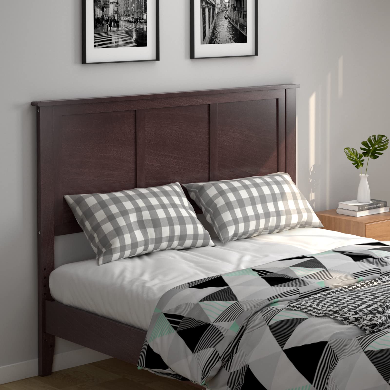 Giantex Solid Wood Headboard with Adjustable Height - Full Size Espresso Brown Bed Backboard for Bedroom, Guest Room & Dormitory