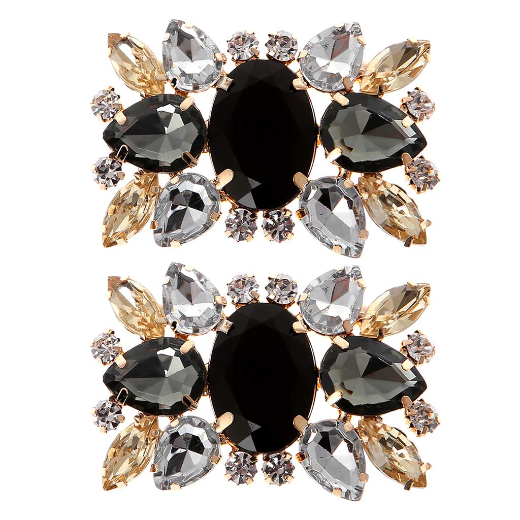 YANMAN 2Pcs Rhinestone Crystal Shoe Clips - Elegant Metal Shoe Buckles for Wedding Bridal Shoes, DIY Shoe Charms Decoration (Multicolor) - Perfect for Prom, Evening Parties & Special Occasions