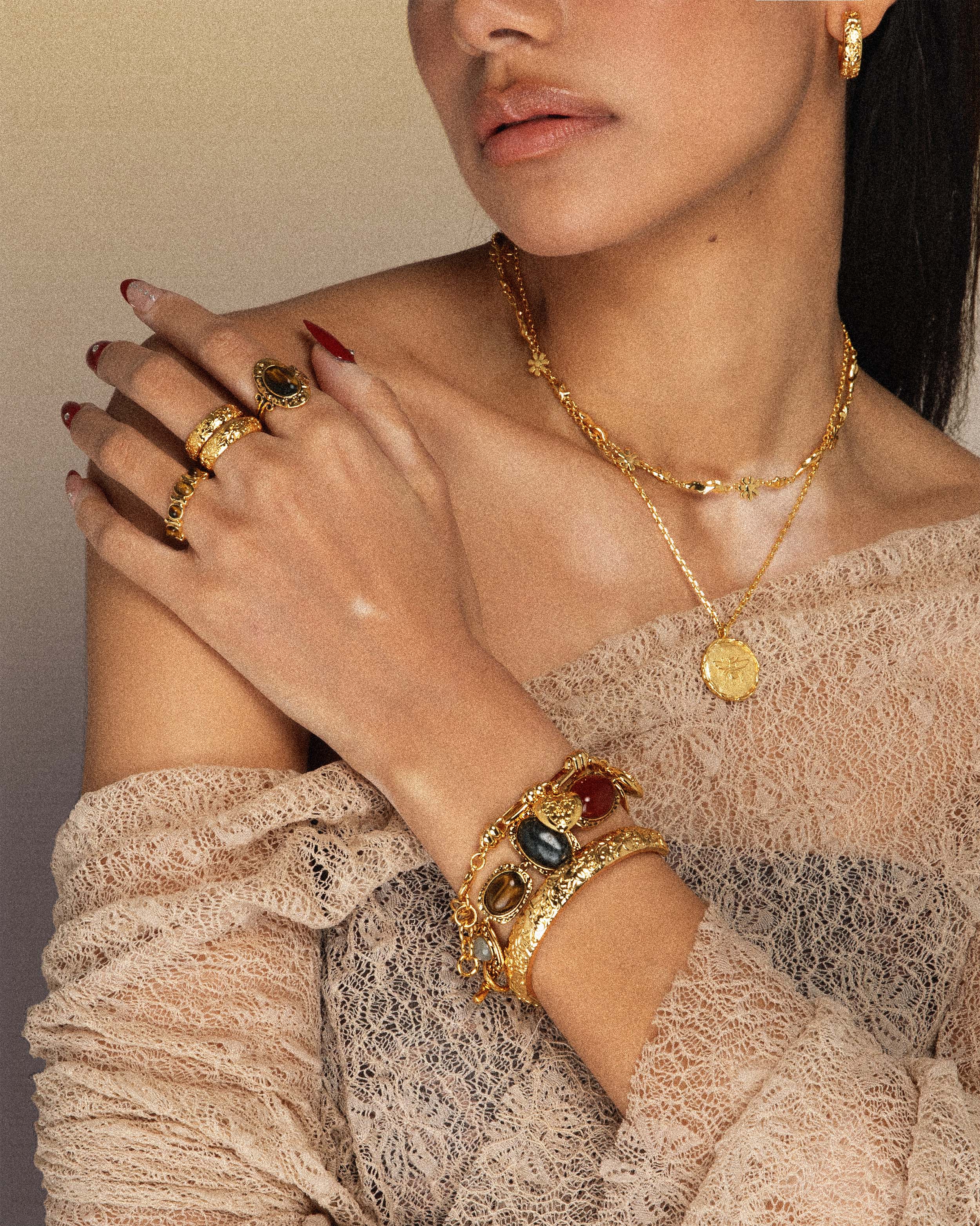 Gold Athena Bracelet and Ring Set - Elegant Greek Goddess Jewelry for Women | Perfect for Weddings, Parties & Special Occasions