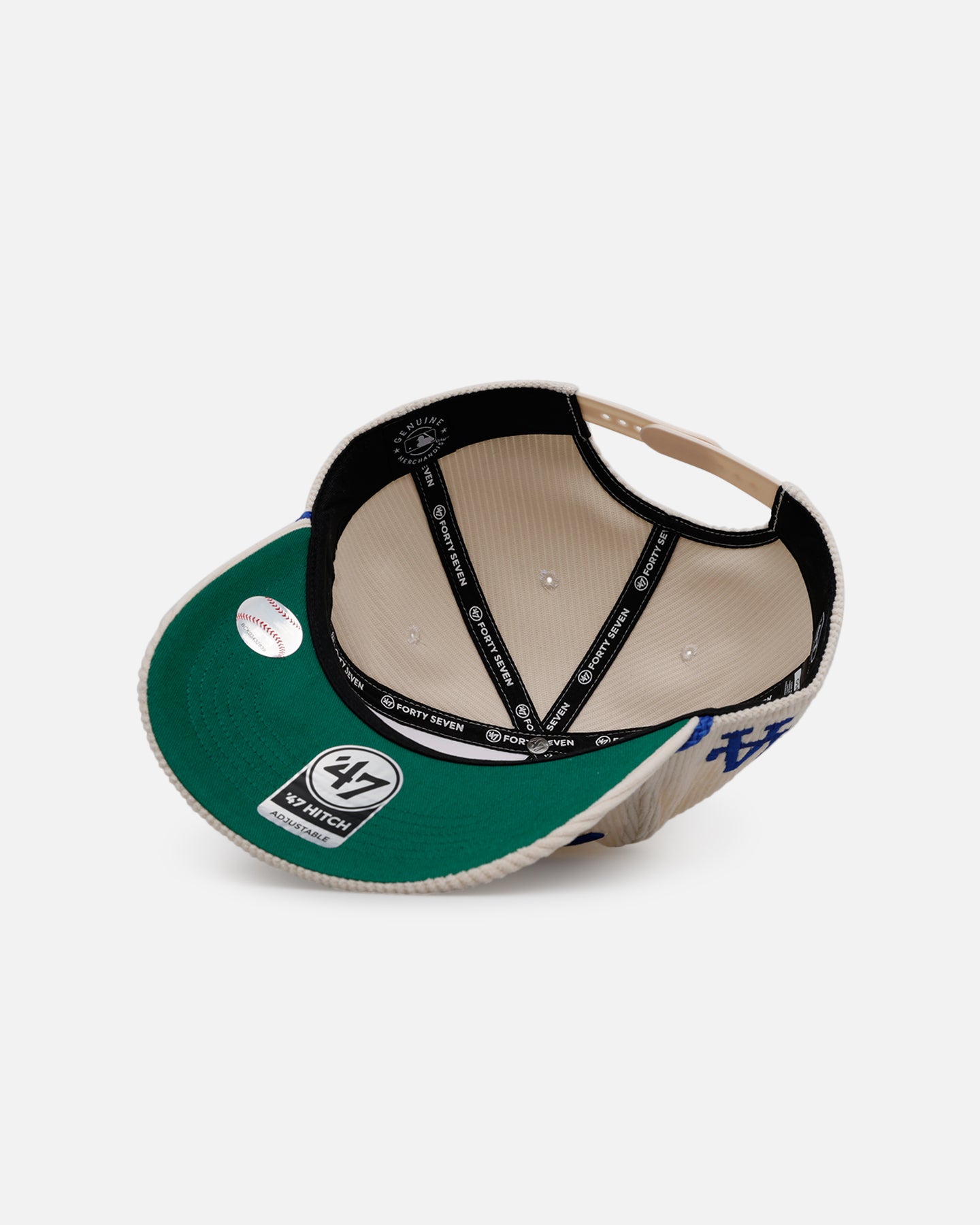 47 Brand Los Angeles Dodgers 'Natural Script' Premium Hitch Corduroy Snapback Hat - Adjustable Baseball Cap for Men & Women - Perfect for Sports Games, Casual Wear & Fan Collections