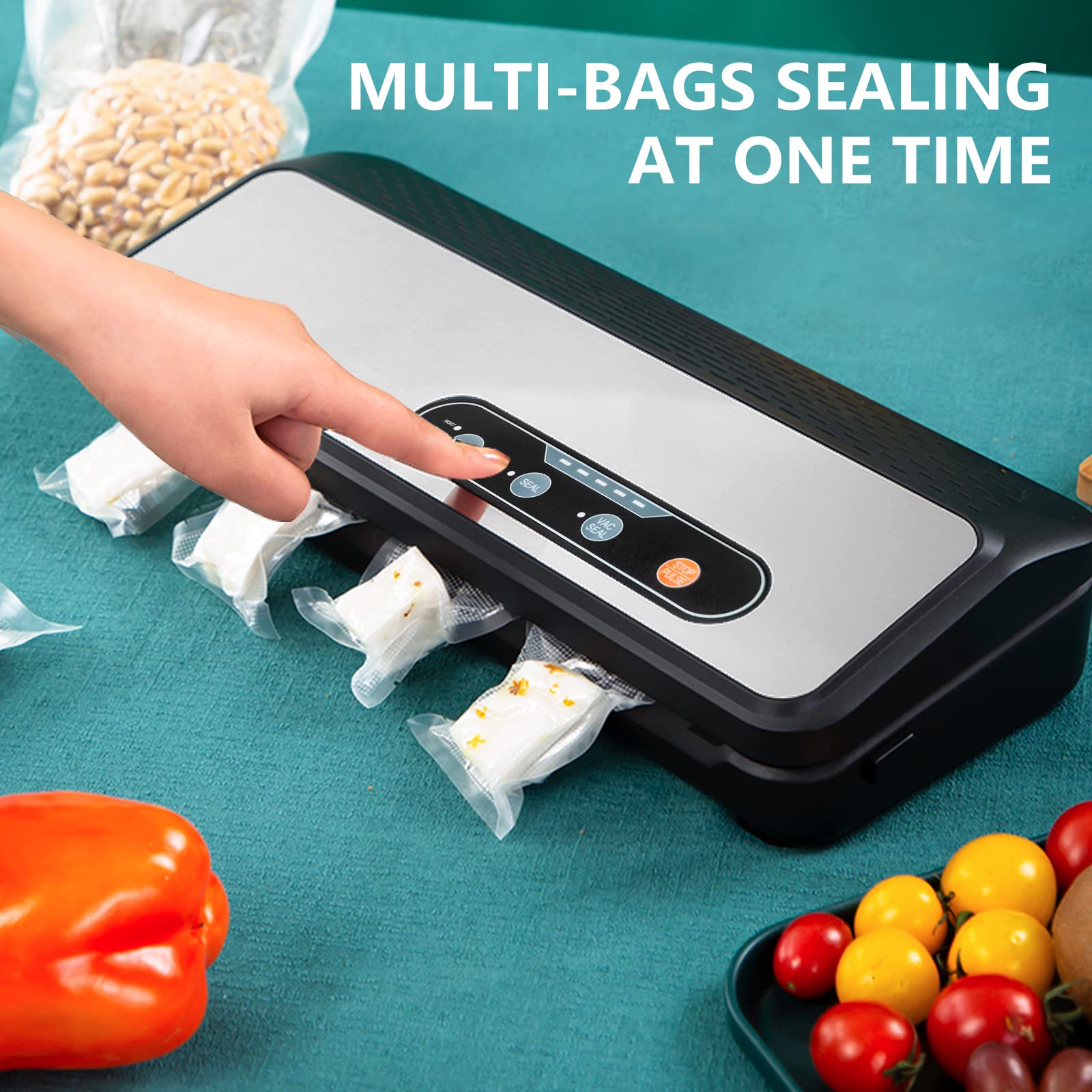 VS6604 Automatic Vacuum Food Sealer Machine with Cutter & Bags - Dry/Moist Modes Air Sealing System for Food Preservation | Perfect for Meal Prep, Sous Vide, Freezer Storage & Extending Shelf Life
