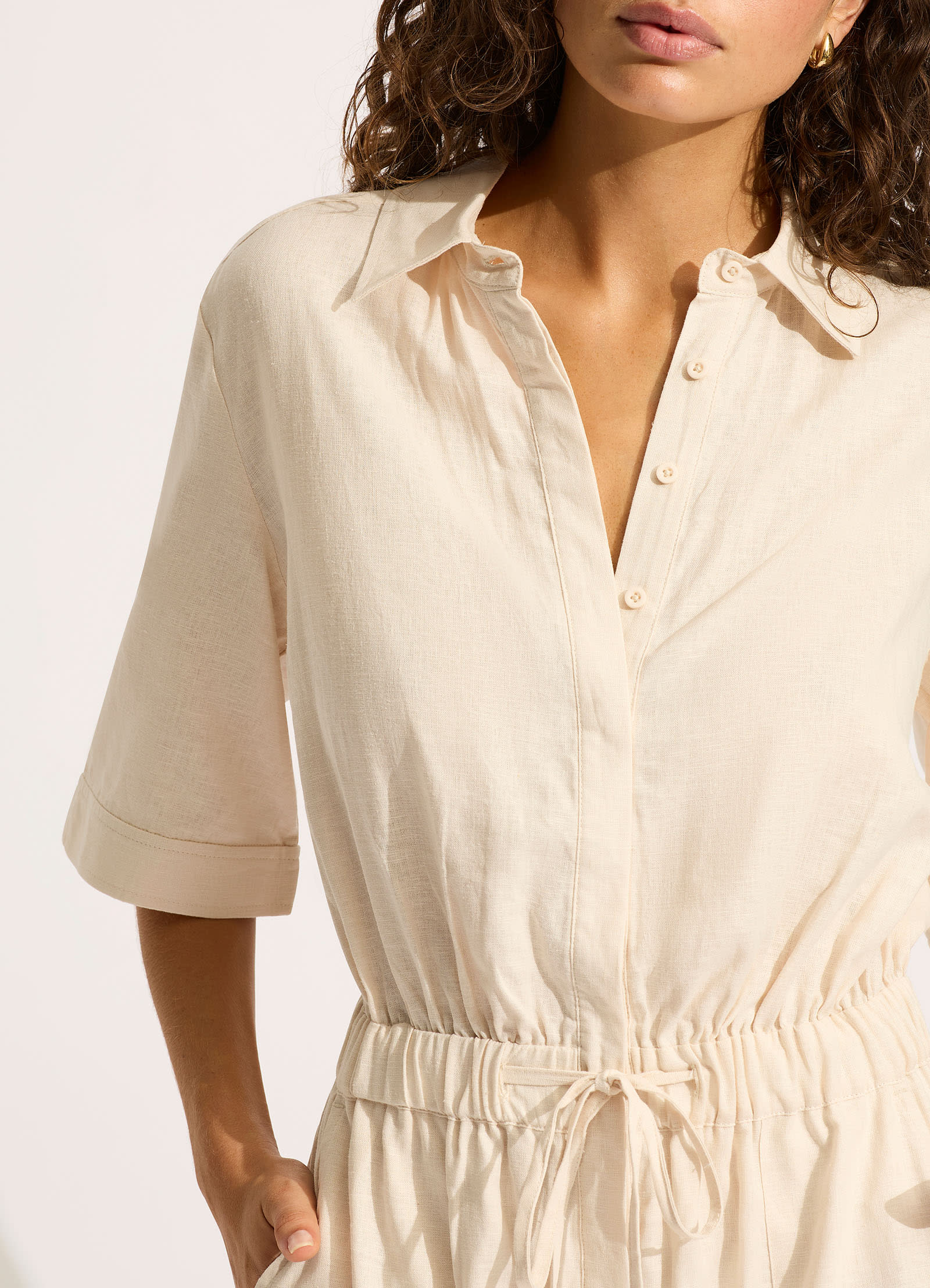 Sunside Playsuit for Women - Stylish Ecru Jumpsuit for Summer Outfits & Casual Wear | Perfect for Beach, Vacation, and Everyday Fashion
