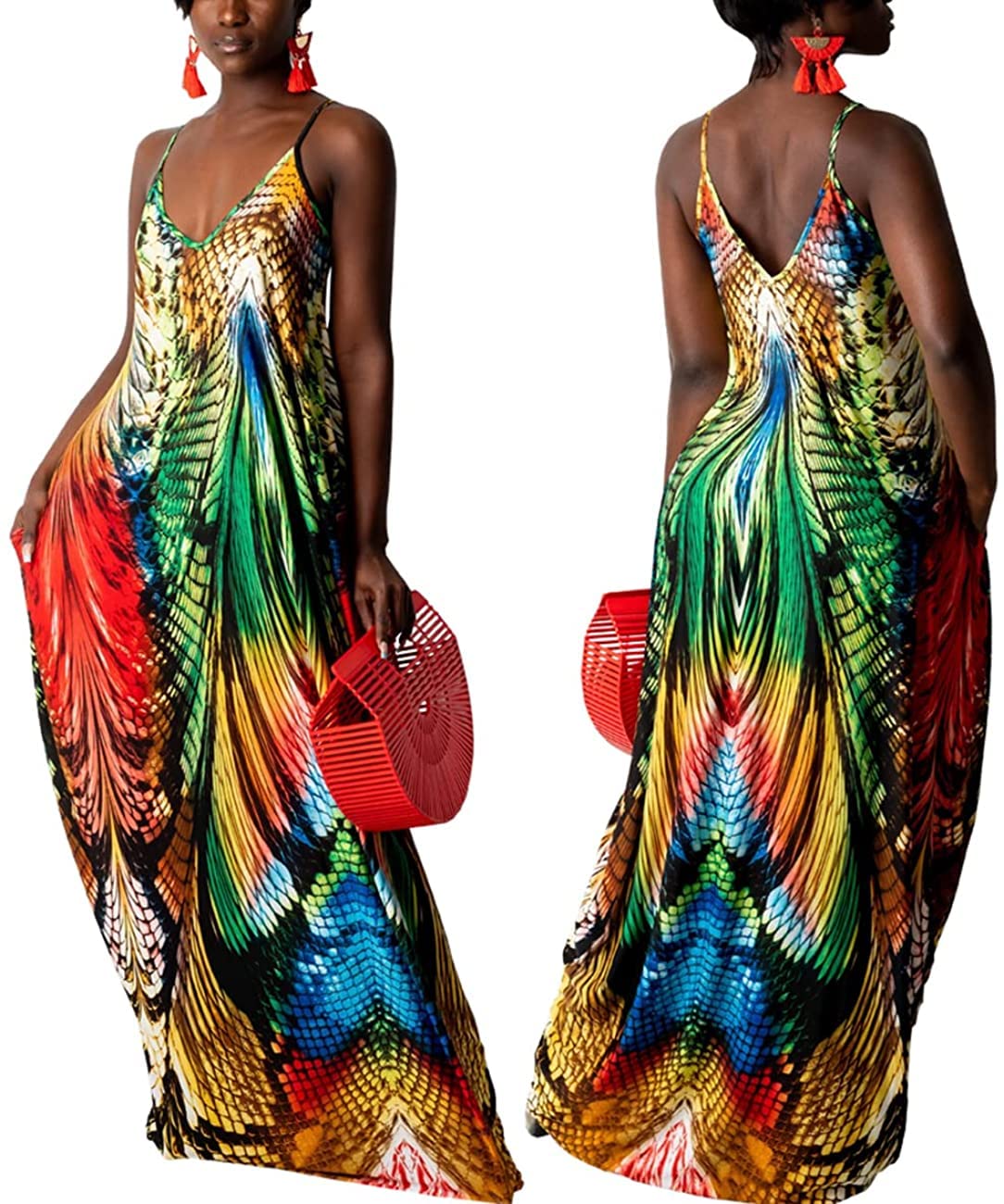 BessCops Women's Plus Size Summer Maxi Dress 2025 - Casual Sleeveless Loose Long Sundress with Pockets | Beach Vacation, Outdoor Party & Date Night Outfit