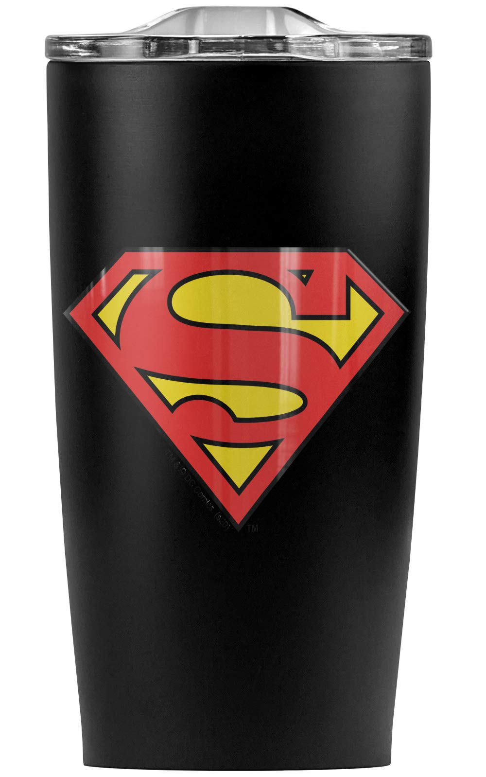 Superman Classic Logo Shield Stainless Steel Tumbler 20oz - Vacuum Insulated Double Wall Coffee Travel Mug with Leakproof Sliding Lid - Perfect for Office, Gym & Outdoor Adventures