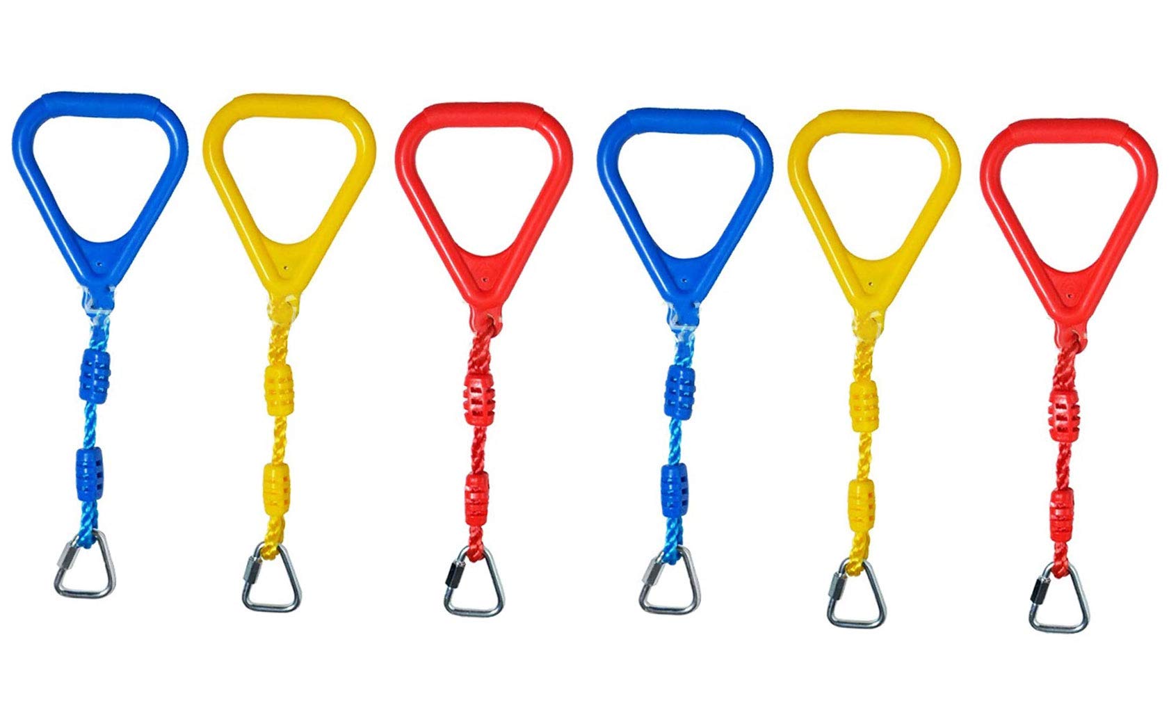 HUANLIAN 6Pcs Gymnastic Rings Set - Outdoor Climbing Rings, Ninja Warrior Obstacle Course Rings, Kids Swing Toys for Backyard Play (Multiple Colors) - Perfect for Home Gym, Playground & Outdoor Fitness Training