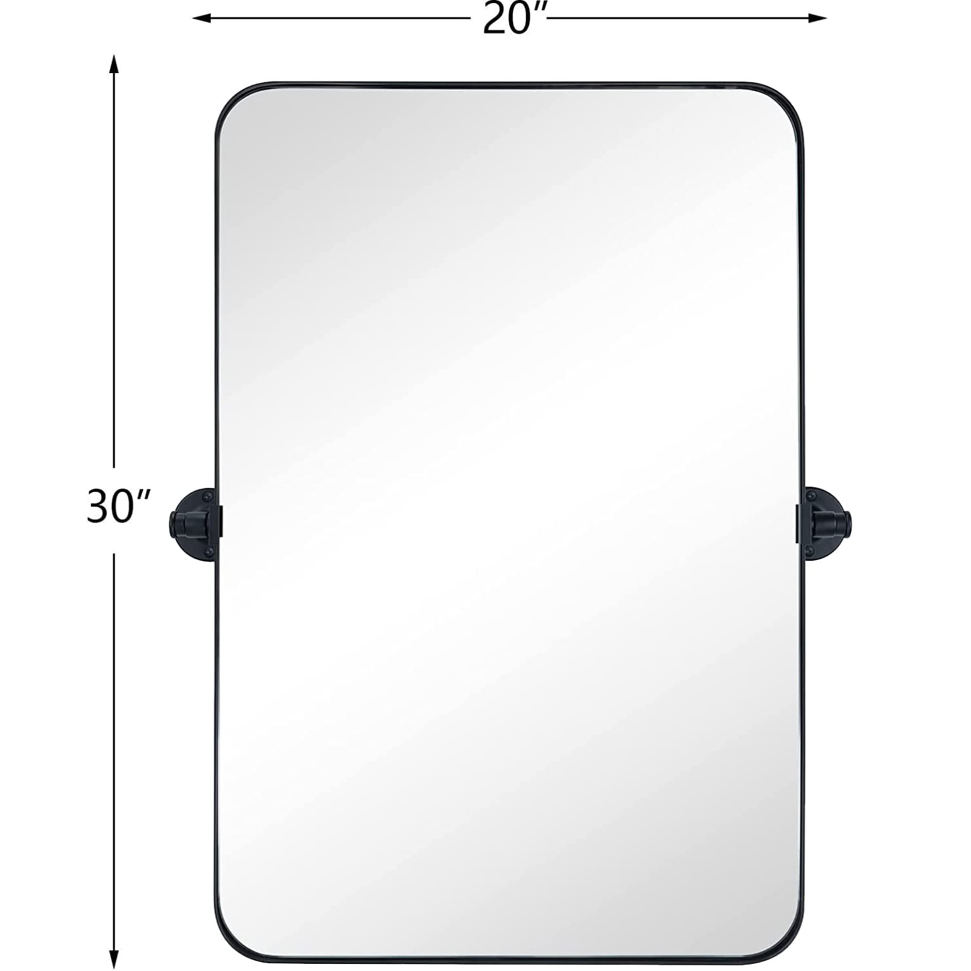 TEEBARN 20x30 Inch Black Metal Framed Rectangular Tilting Bathroom Mirror - Wall Mounted Pivoting Vanity Mirror with Rounded Corners for Bathroom, Bedroom & Dressing Room
