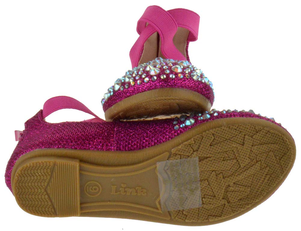 **Larissa 83K Rhinestone Ballerina Flats for Little Girls – Sparkly Elastic Strap Ballet Shoes for Dance Class, Party & Special Occasions**