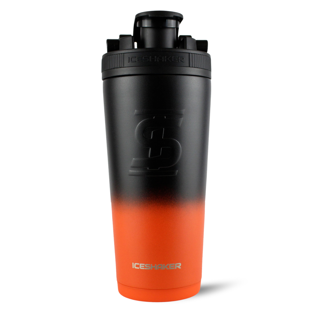 Custom 26oz Orange Black Ombre Shaker Bottle - Leak Proof Protein & Supplement Mixer for Gym, Workouts & Sports - BPA Free Fitness Water Bottle with Ice Retention for Athletes & Bodybuilders