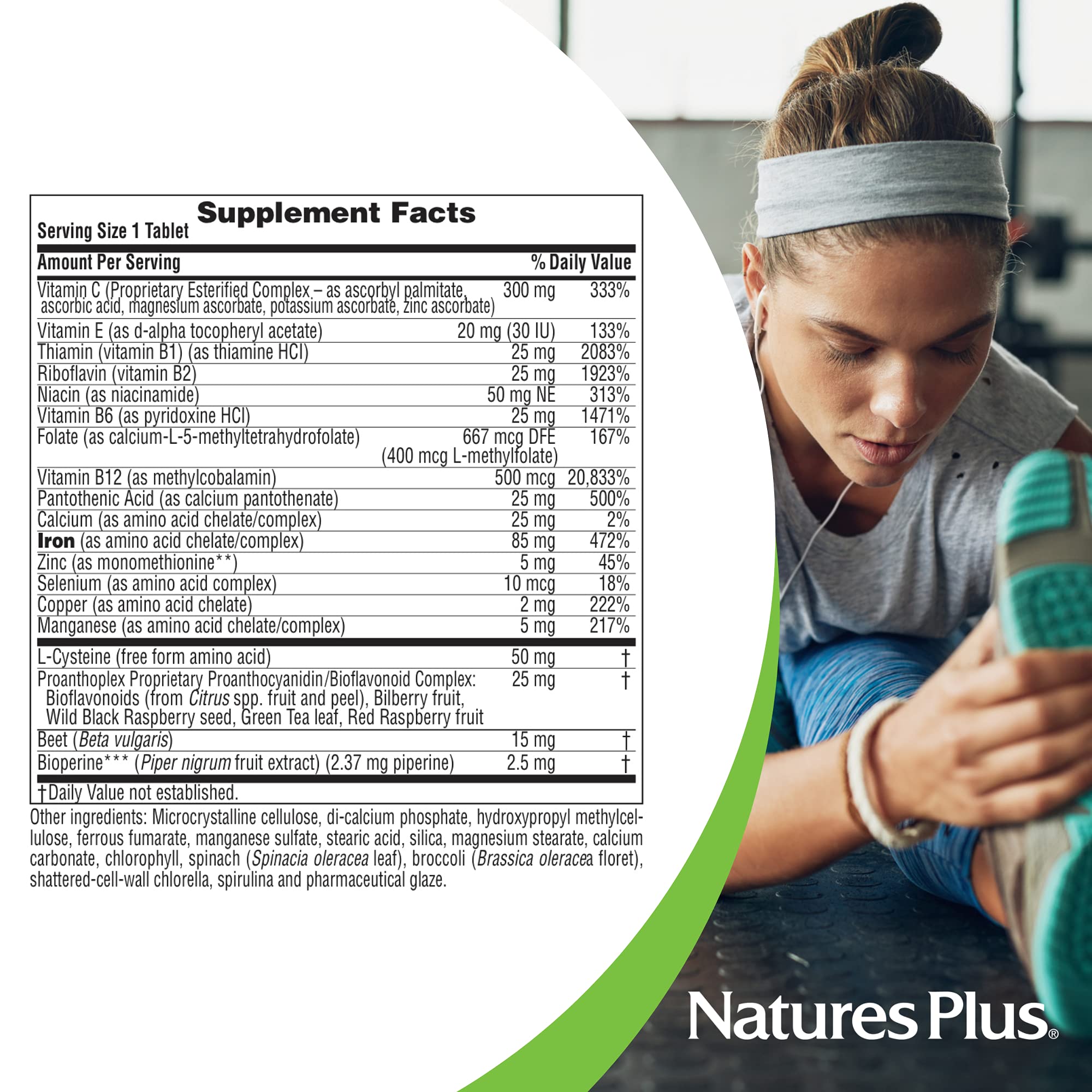 NaturesPlus Hema-Plex Iron Supplement - 10 Slow-Release Tablets with 85mg Chelated Iron for Total Blood Health - Enriched with Vitamin C & Bioflavonoids - Vegan & Gluten Free (10 Servings) - Ideal for Anemia Support & Energy Boost