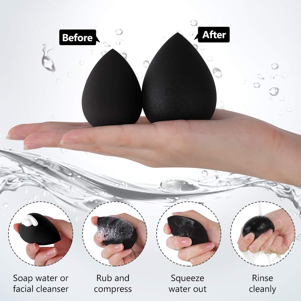 **Premium Beauty Blender Makeup Sponge Set – Latex-Free Foundation & Concealer Blending Sponge for Flawless Finish (Black) – Perfect for Professional Makeup & Everyday Use**