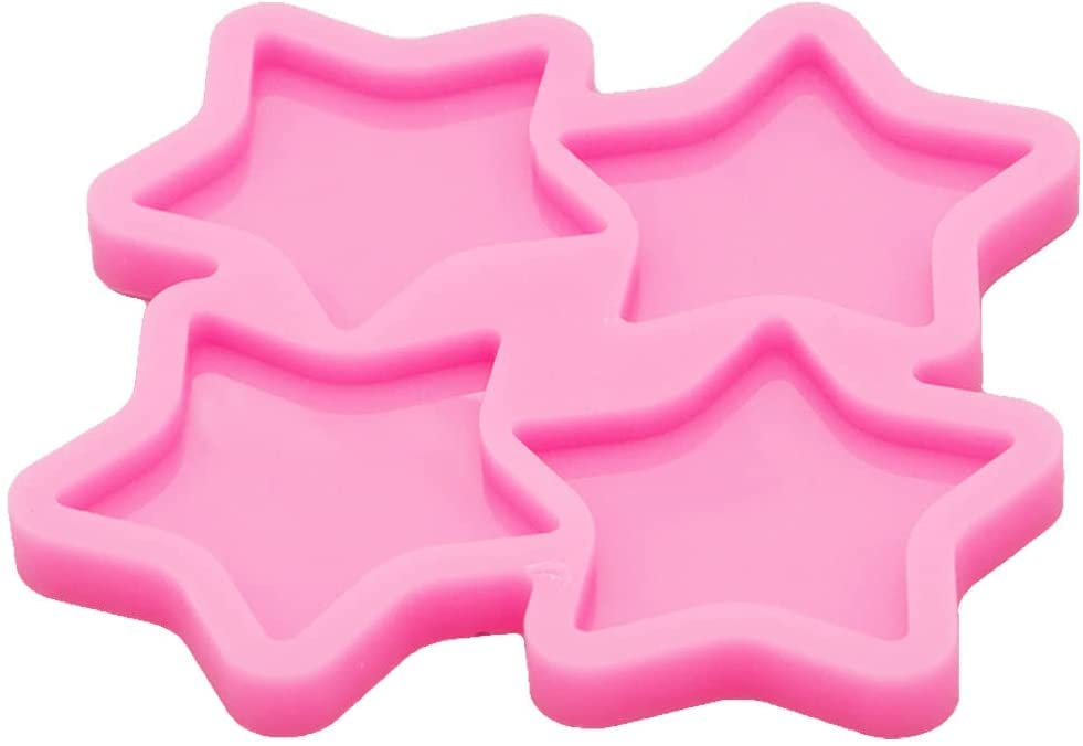 3Pcs Silicone Resin Molds Set - Star, Heart & Octagon 4-Cavity Molds (1.7 Inch) for DIY Jewelry, Badge Reels & Epoxy Casting | Perfect for Keychains, Pendants & Craft Projects