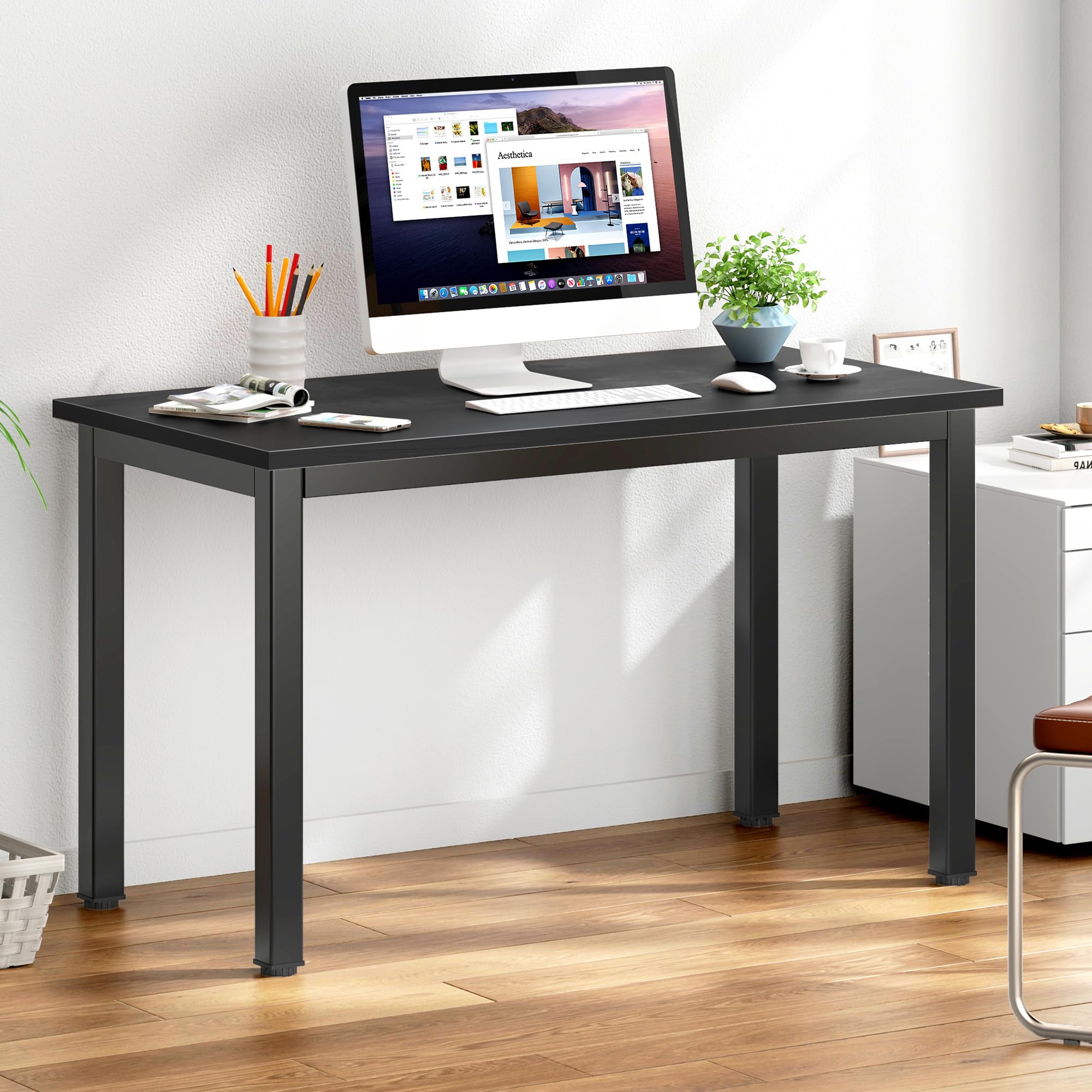 DlandHome 39 Inch Compact Computer Desk - Small Space Writing Desk, Study Table for Students & Home Office, Black | Perfect for Dorm Rooms, Apartments & Workspaces