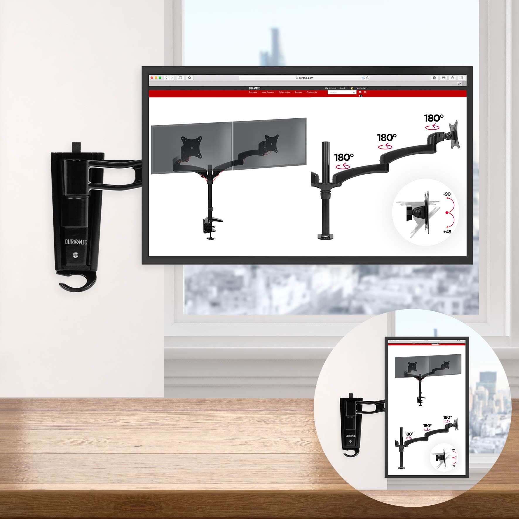 Duronic DM35W1X2 Single Monitor Arm - Adjustable VESA 75/100 Mount for 13-30