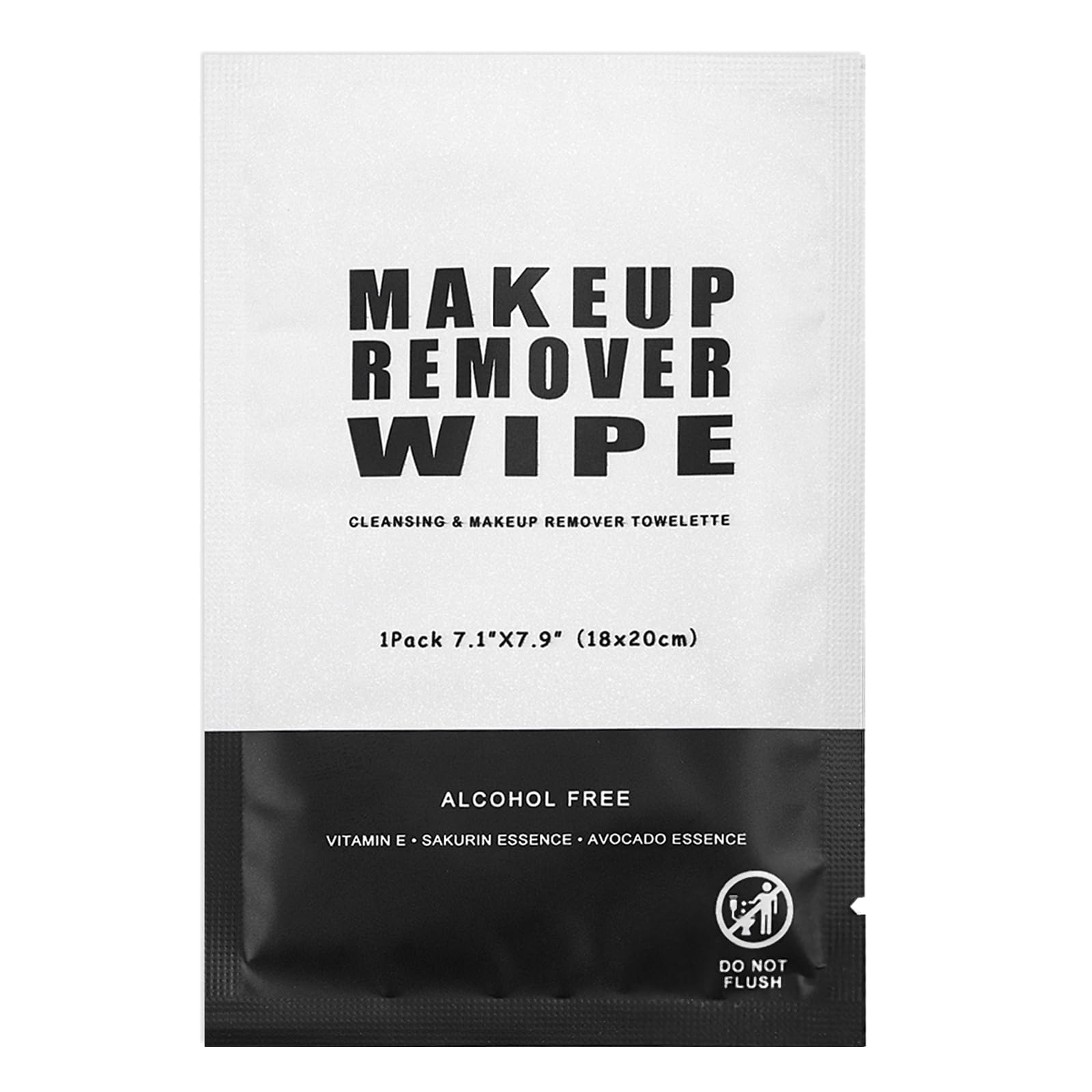 50 Pack Individually Wrapped Makeup Remover Wipes - Bulk Facial Cleansing Pads for Mascara, Lipstick & Oil Removal | Gentle on Skin | Perfect for Travel, Gym & Daily Use (Black)