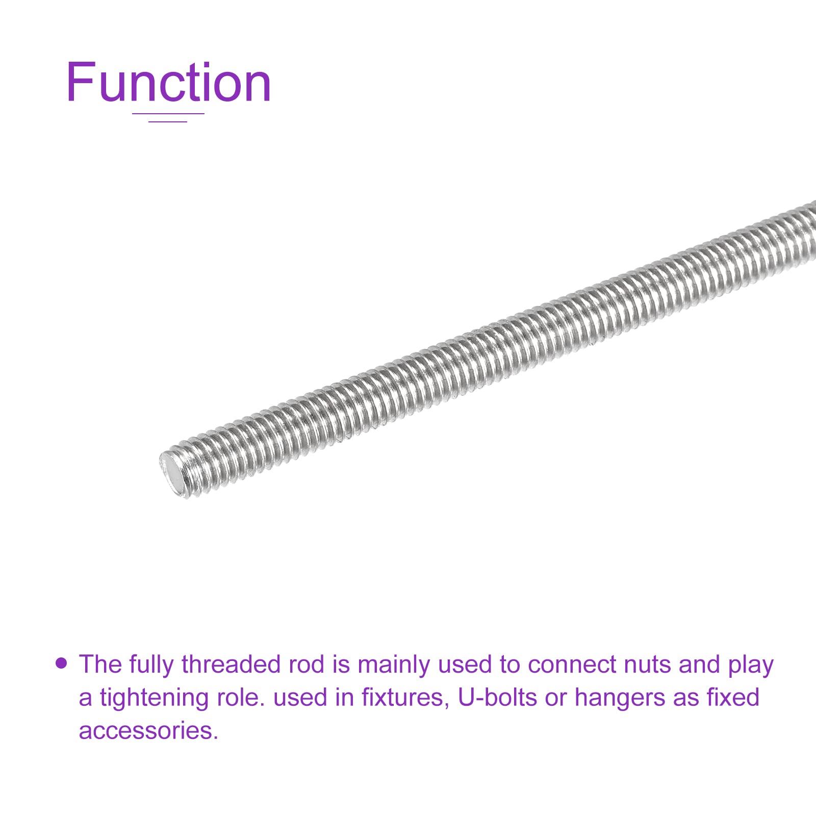 5Pack M6x120mm 304 Stainless Steel Threaded Rods - for DIY & Construction Projects