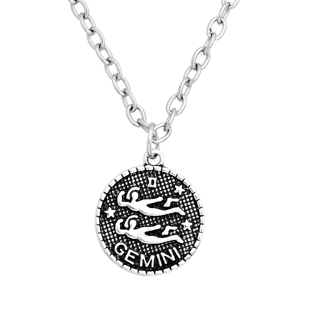 Gemini Zodiac Charm Pendant Necklace - Sparkling Round Pendant for Women, Perfect for Birthdays, Gifts & Everyday Jewelry