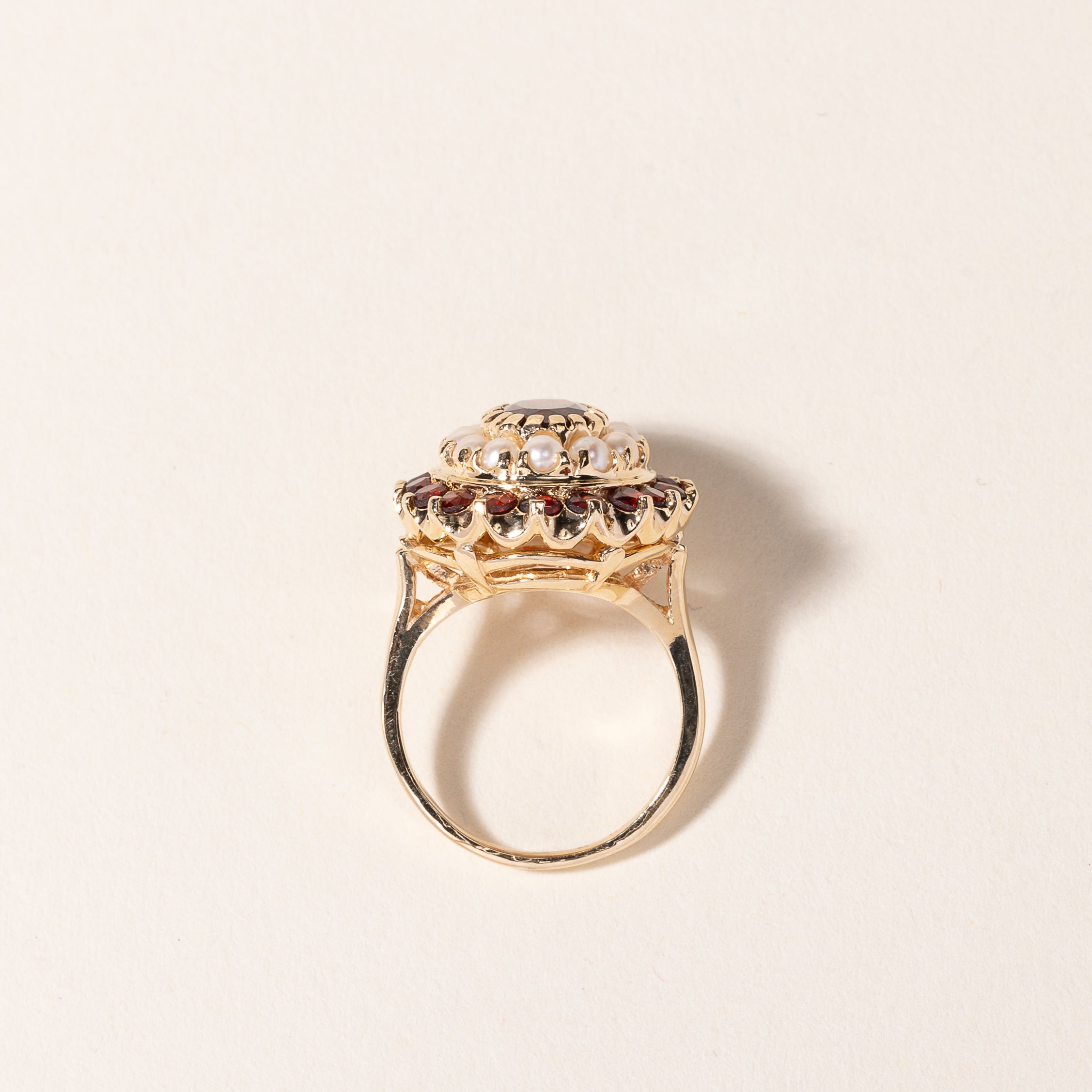 14K Yellow Gold Garnet & Pearl Ring - 2.74ctw Gemstone Jewelry, Size 4.5 (2.00-2.50mm) | Elegant Birthstone Gift for Women, Perfect for Valentine's Day, Anniversary & Special Occasions