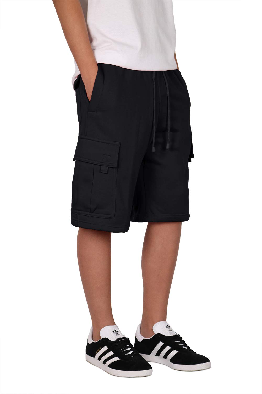 Men's Heavyweight Fleece Cargo Sweat Shorts by Mersenne - Comfortable Lounge & Workout Shorts for Casual Wear, Gym, and Outdoor Activities
