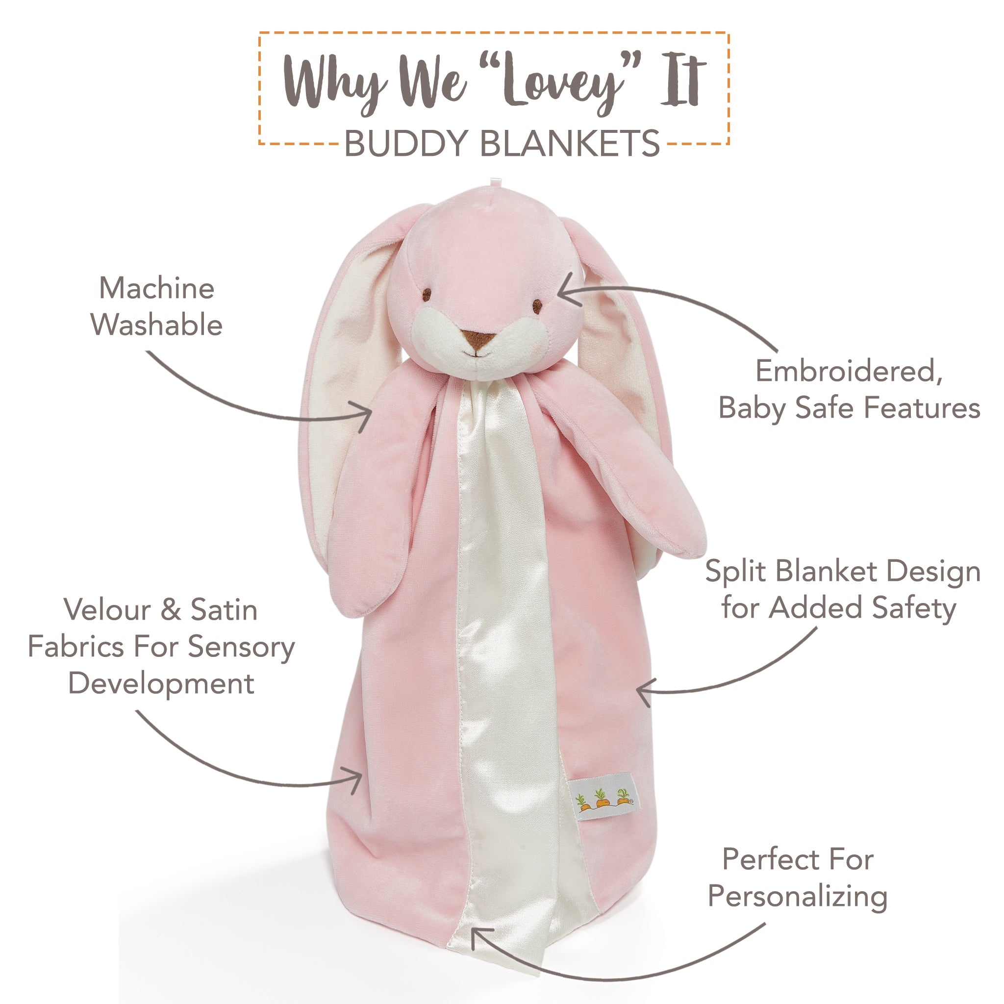 Retired Nibble Buddy Blanket - Coral Blush Plush Baby Blanket for Soothing & Comfort | Perfect for Nursery, Stroller, and Travel