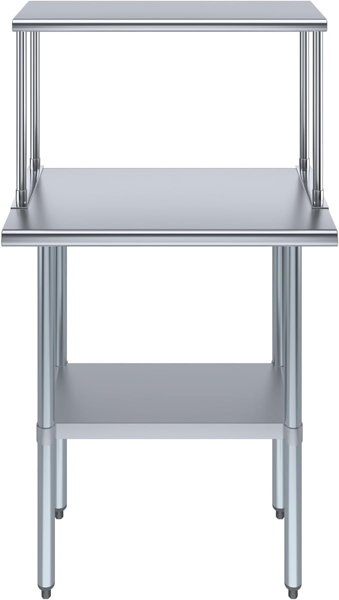 Stainless Steel Work Table with Wide Single Tier Overshelf | 18