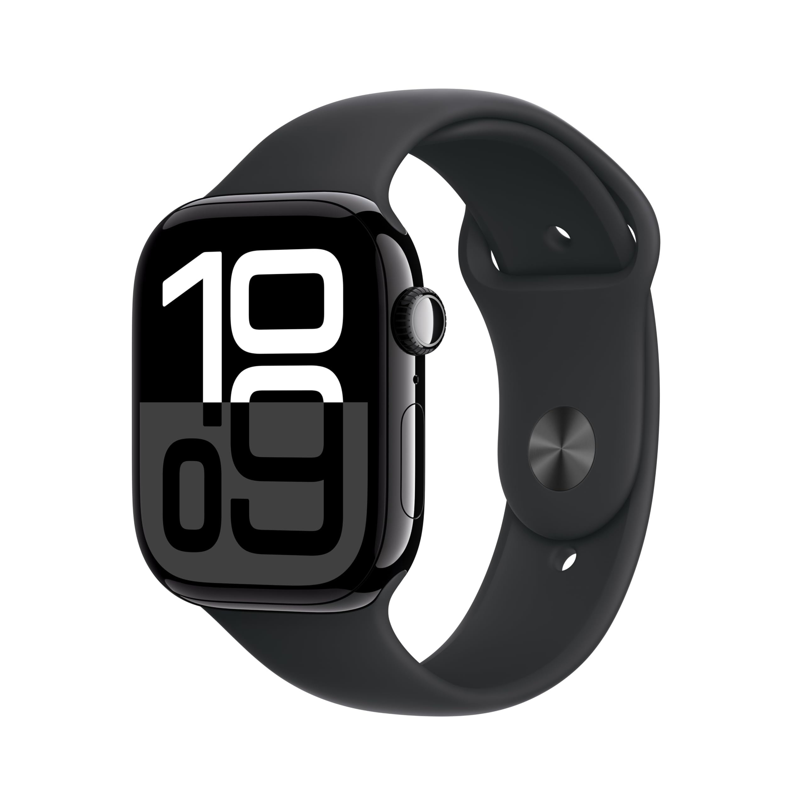 Apple Watch Series 10 [GPS 46mm] Smart Watch with Jet Black Aluminum Case & Black Sport Band - Fitness Tracker, ECG Monitor, Always-On Retina Display, Water Resistant for Running, Swimming & Daily Activity Tracking