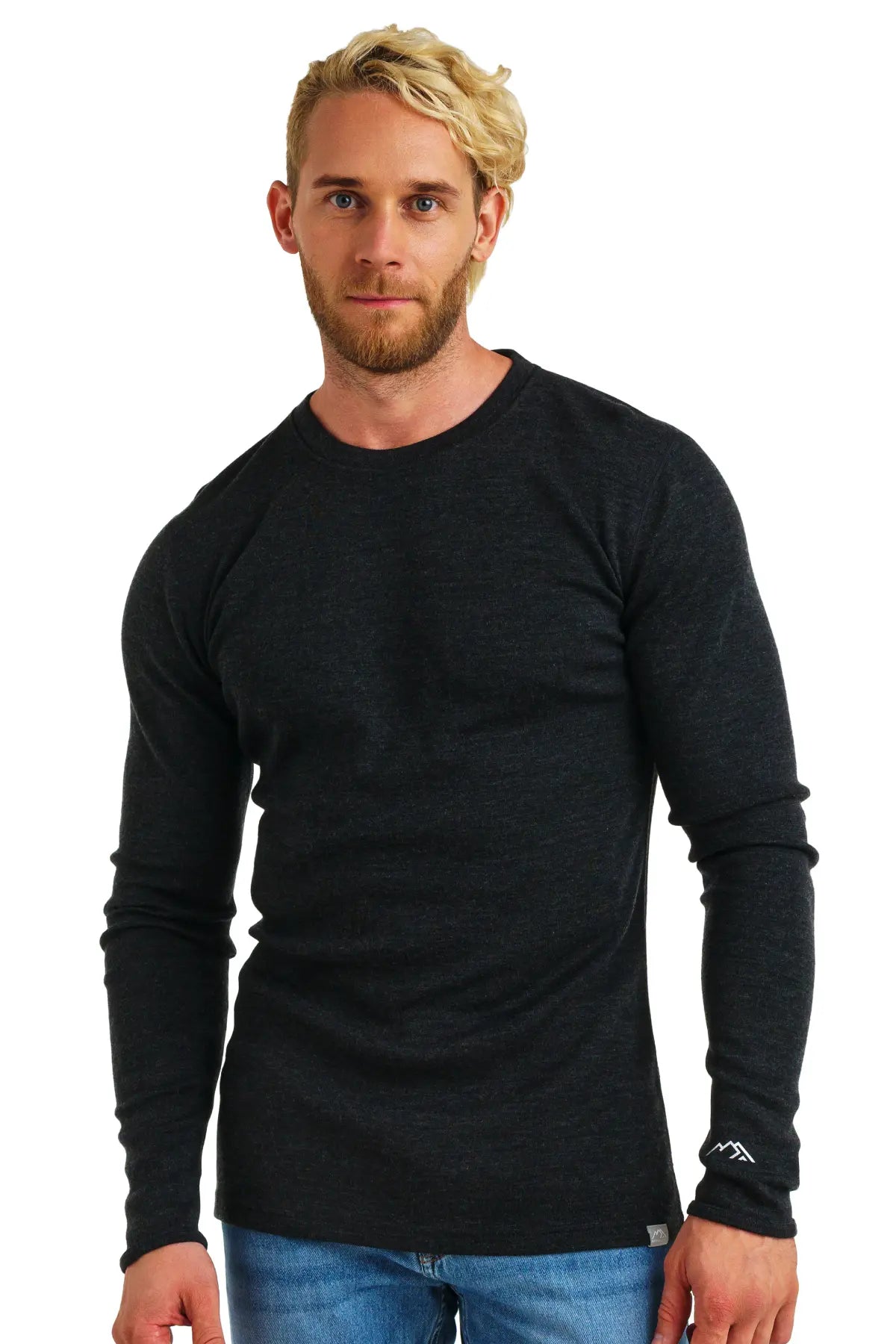 Premium Men's Merino Wool Long Sleeve Base Layer Shirt - 320 GSM, Charcoal Grey - Ideal for Hiking, Skiing & Cold Weather Outdoor Activities