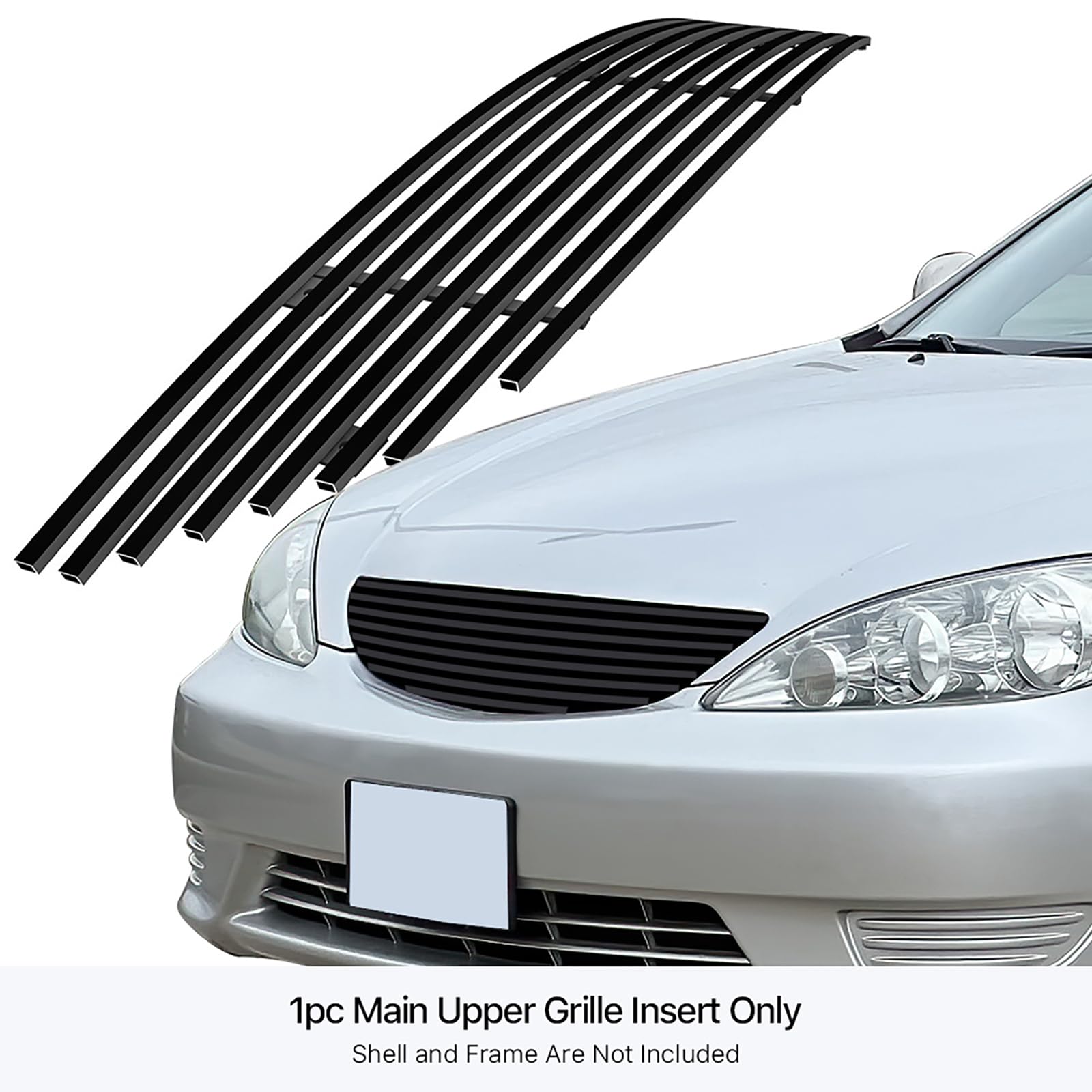APS Compatible Stainless Steel Black Billet Front Grill Grille Insert for 2002-2006 Toyota Camry (T85380H) - Upgrade Your Car's Appearance & Style