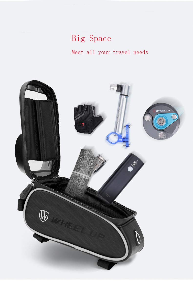 Waterproof Bike Phone Mount Bag - Top Tube Bicycle Frame Pouch for iPhone 7/8 Plus/XS Max (Up to 6.5