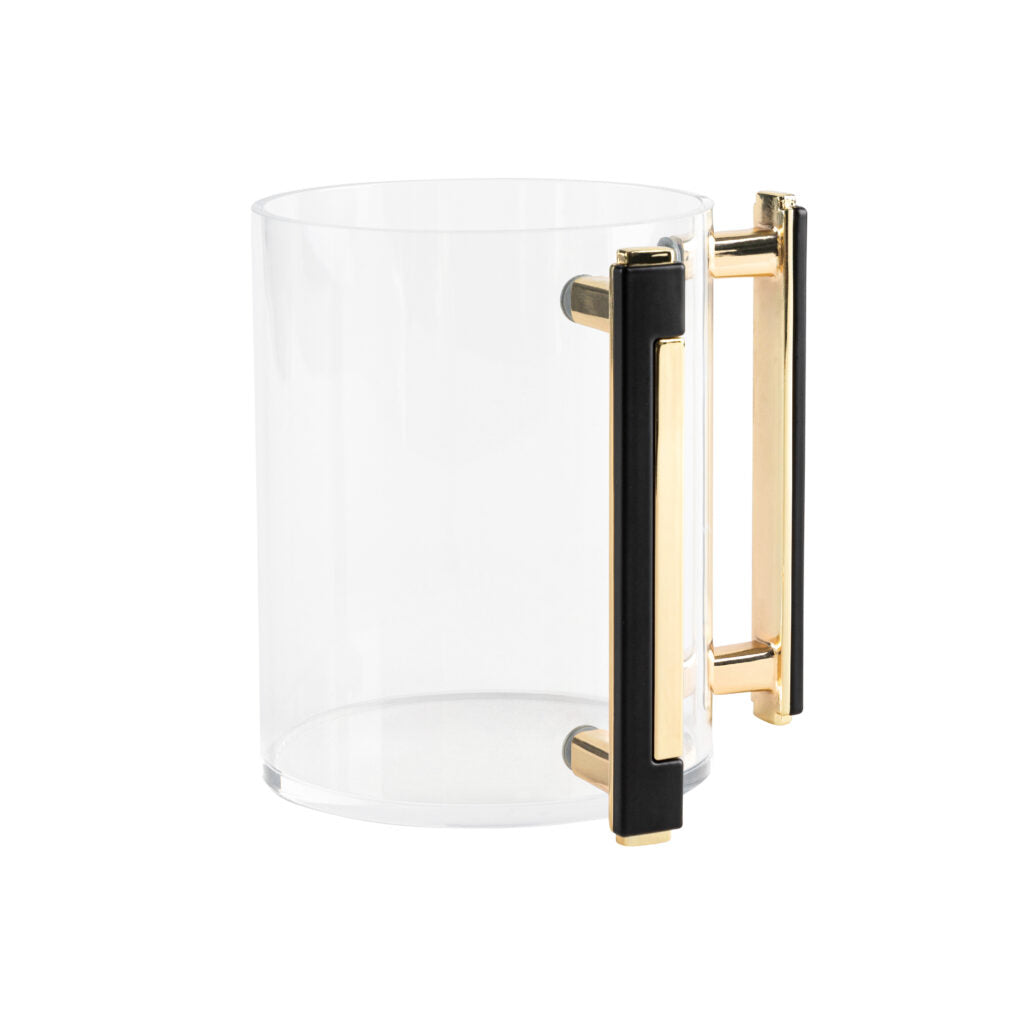 Premium Acrylic Paint Brush Cleaning Cup with Elegant Black & Gold Handle - Perfect for Artists, DIY Projects & Watercolor Painting