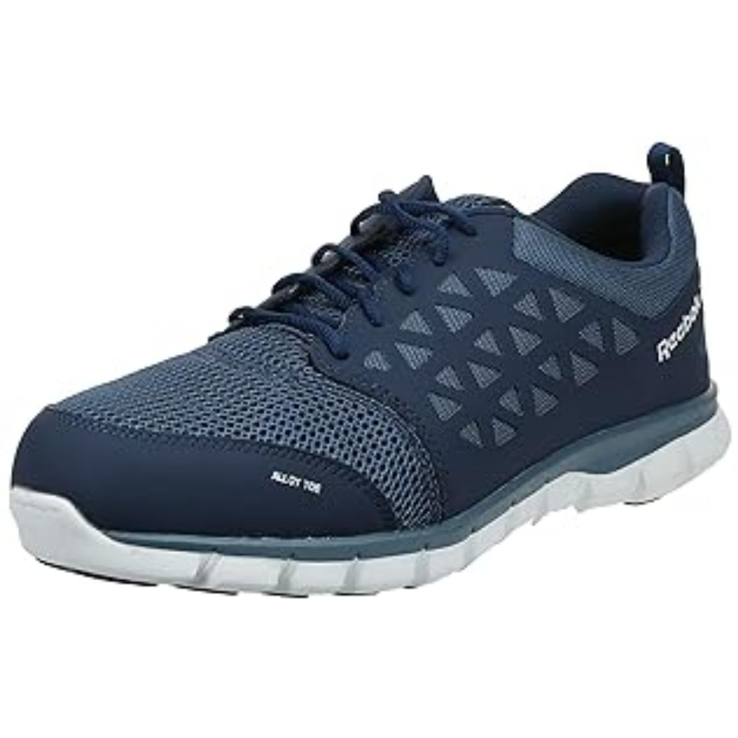 Reebok RB4043 Sublite Cushion Men's Work Safety Shoes with Alloy Toe - Navy Blue - Lightweight & Comfortable for Construction, Warehouse & Industrial Work