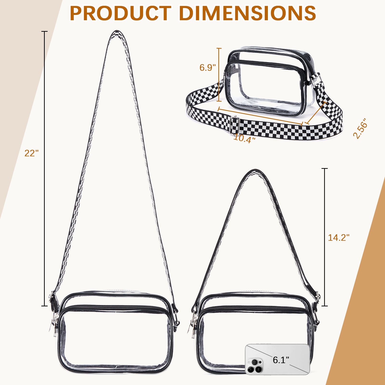 Nola Clear Stadium Approved Crossbody Bags for Women - Fashionable & Secure Transparent Purse for Concerts, Sports Events & Travel - Perfect for Music Festivals, Theme Parks & Security Checkpoints
