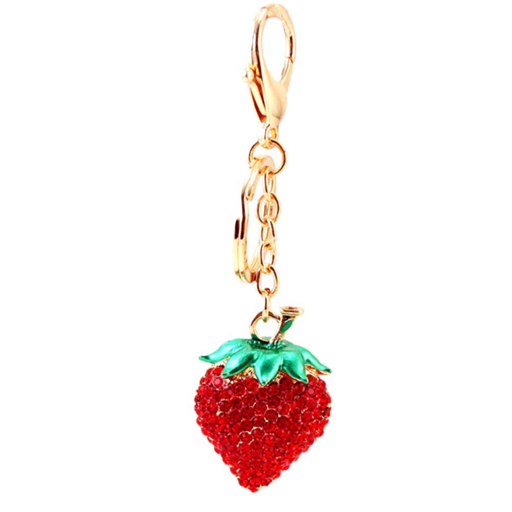 Sparkly Rhinestone Strawberry Keychain - Stylish Car Key Holder for Backpack, Handbag & Vehicle Decor | Perfect Gift for Women & Girls | Car, Home & Travel Accessory