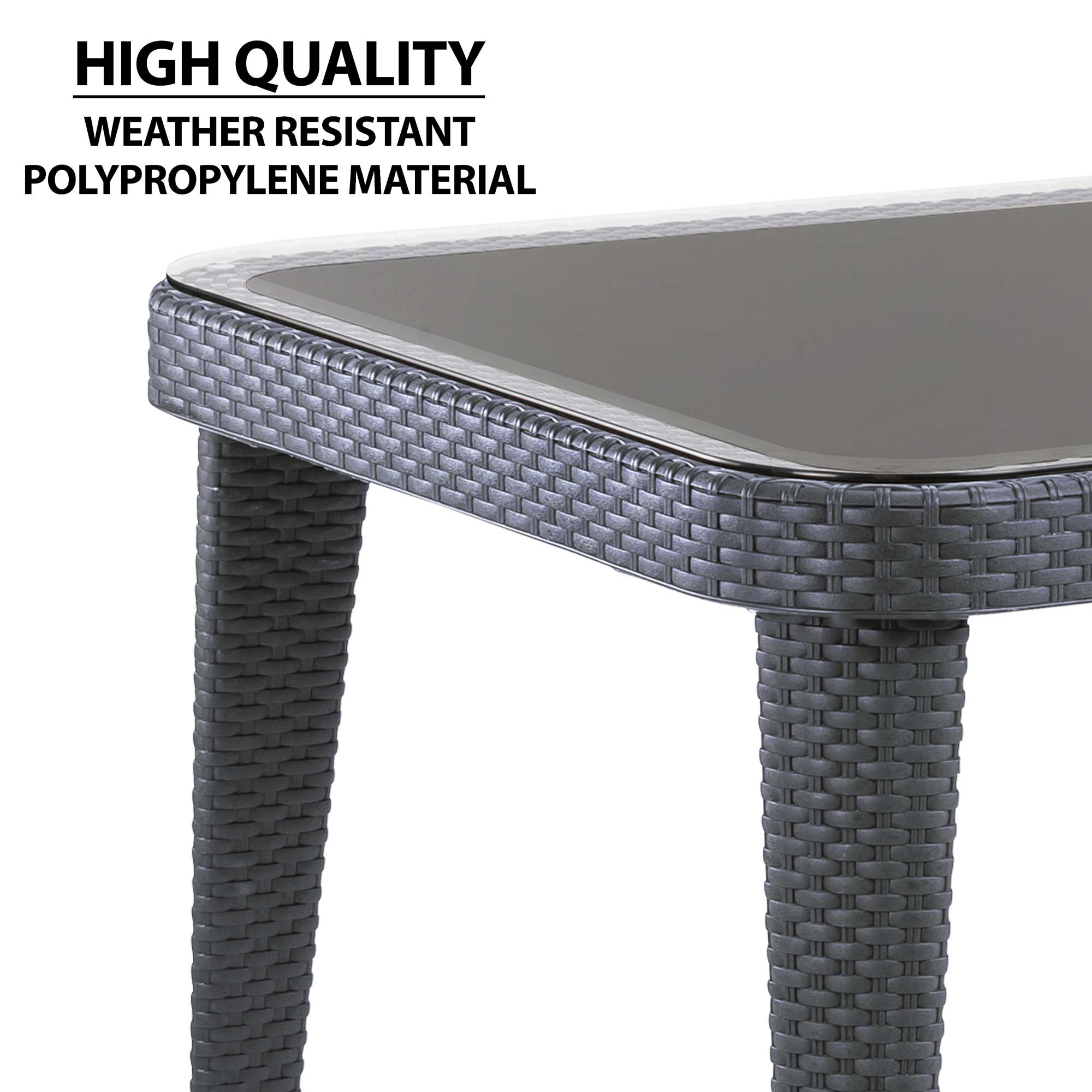 Weather-Resistant Outdoor Dining Table - 90x150cm PP/Fiberglass Patio Table in Anthracite (DG209) - Perfect for Backyard BBQs, Poolside Dining & Garden Parties