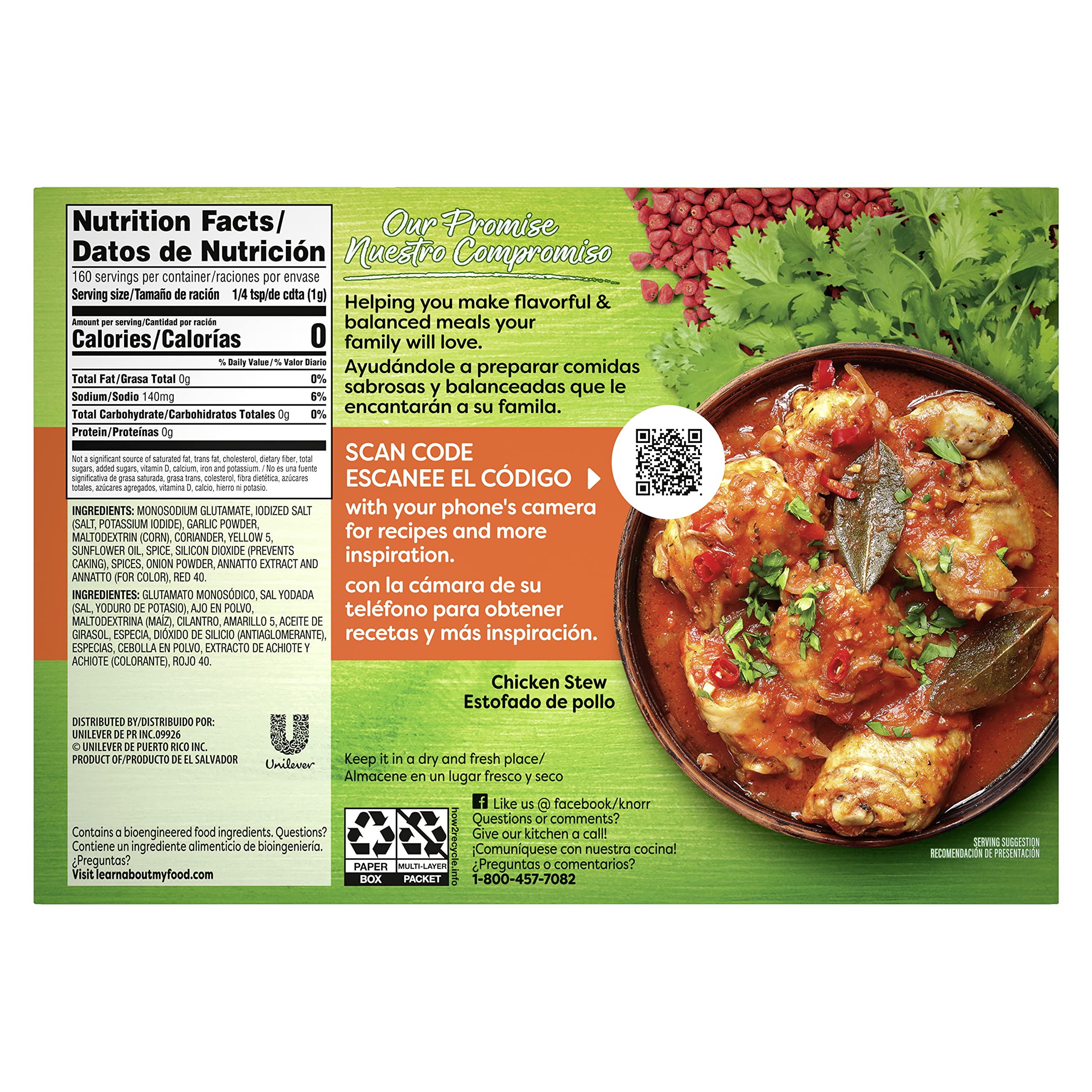 Knorr Sazón Seasoning Mix - Cilantro & Achiote (5.6 oz, Pack of 15) | All-Natural Flavor Enhancer for Sauces, Meats, Poultry, Fish, Seafood, Stews, Rice & Beans | Perfect for Latin, Mexican & Caribbean Cuisine | No Artificial Flavors | 32 Count Bulk Pack