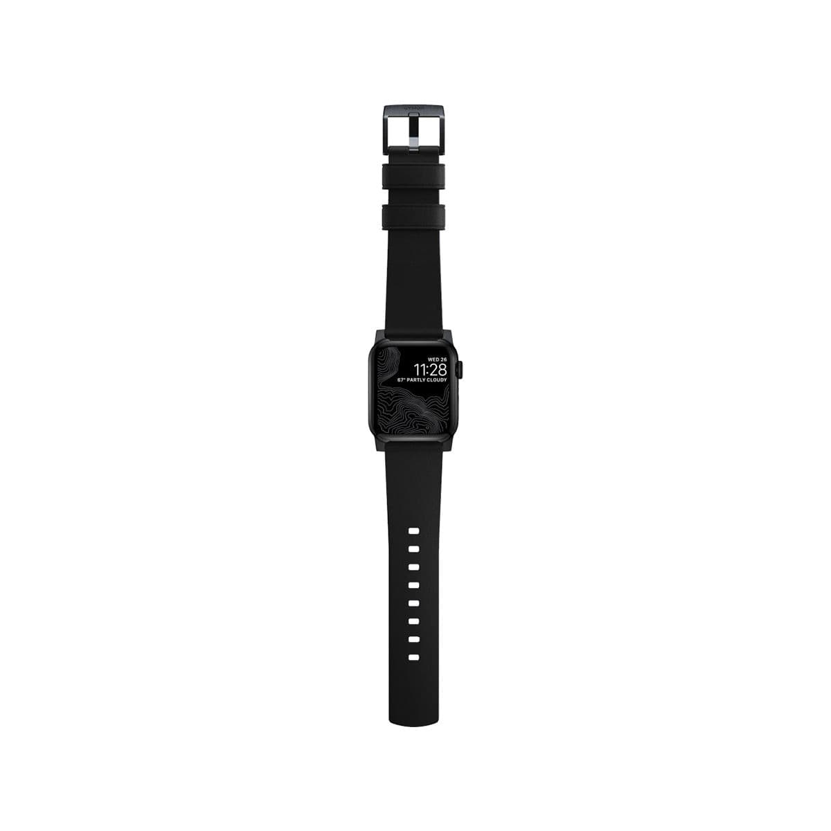 Nomad Active Band Pro 45mm / 49mm - Black Hard Case with Black Leather Strap for Apple Watch - Durable & Stylish Smartwatch Band for Workouts, Running & Everyday Wear