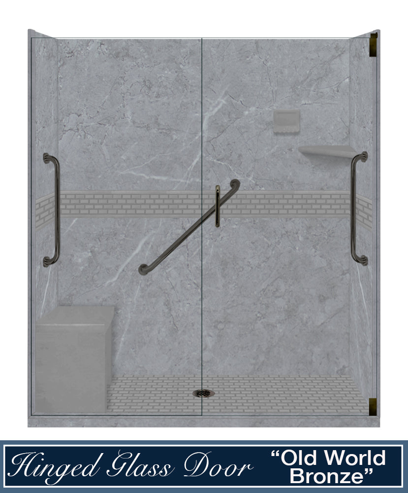Freedom Grio Marble Classic Alcove Shower Enclosure Kit - Waterproof Bathroom Upgrade for Modern Homes, Easy Installation & Durable Design, Perfect for Small Spaces & Renovations