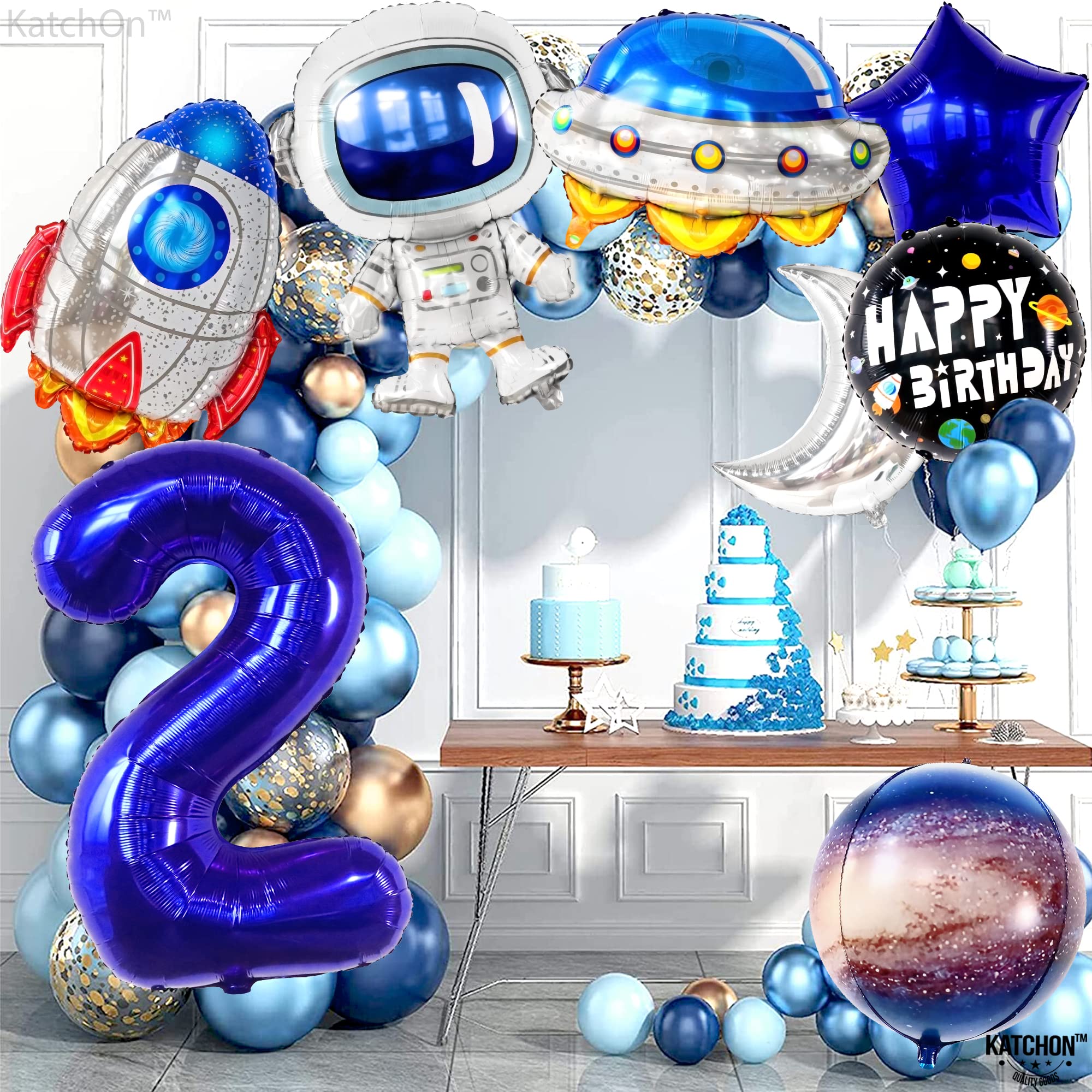 40 Inch Two The Moon Balloons - Large Galaxy Birthday Decorations for Boys | Outer Space Party Supplies | Perfect for Space Themed Birthday Parties, Baby Showers & Cosmic Celebrations