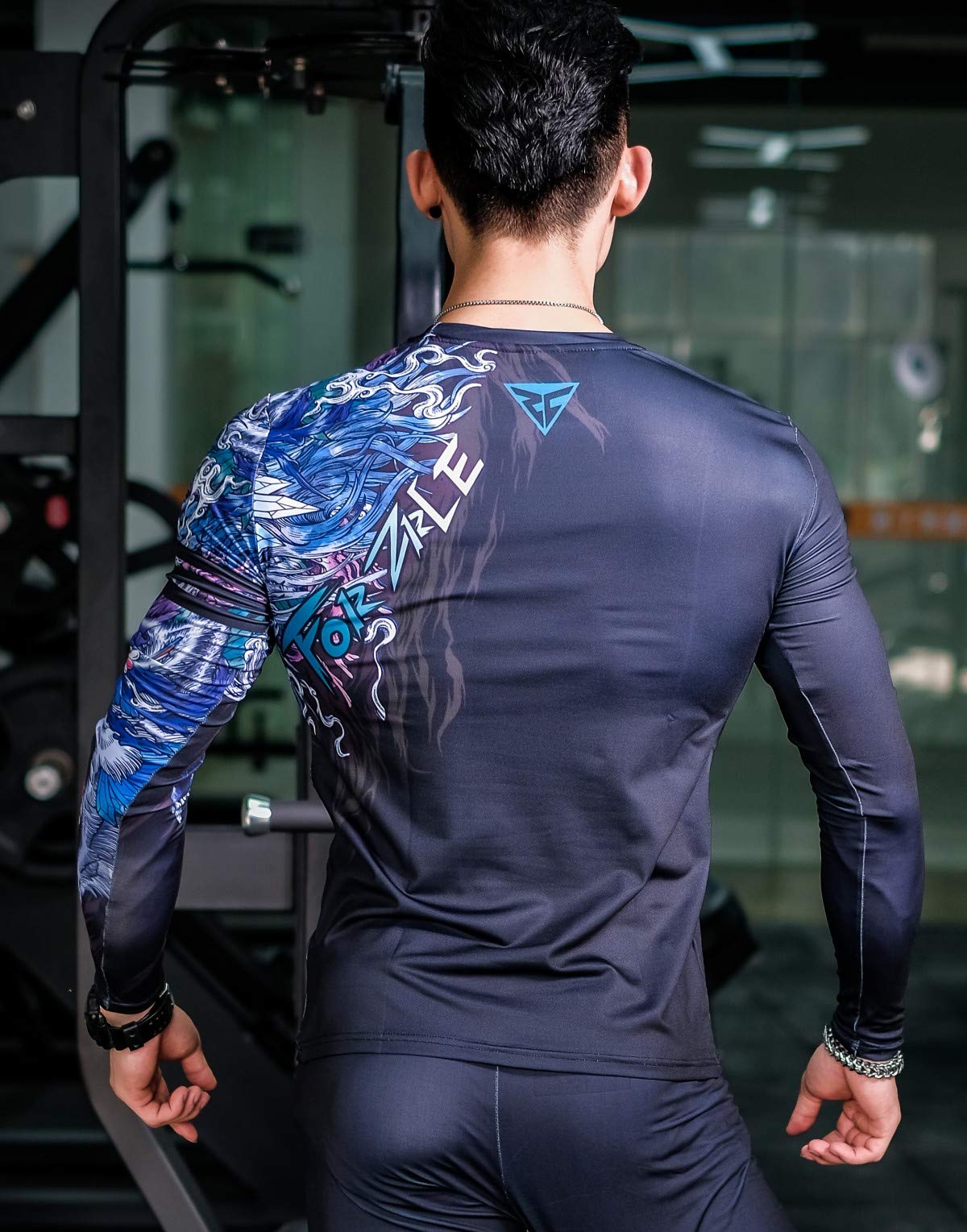 3D Printed Compression Long Sleeve T-Shirt for Men - Moisture Wicking Workout Shirt - Gym, Running & Athletic Performance Apparel