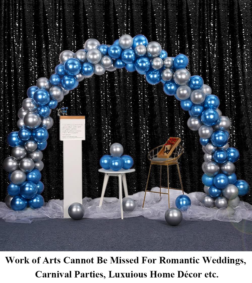 Black 8x8ft Sequin Backdrop Curtain - Sparkling Party & Wedding Photo Background - Perfect for Birthday Celebrations, Bridal Showers, and Glamorous Events (8ft x 8ft, Black)