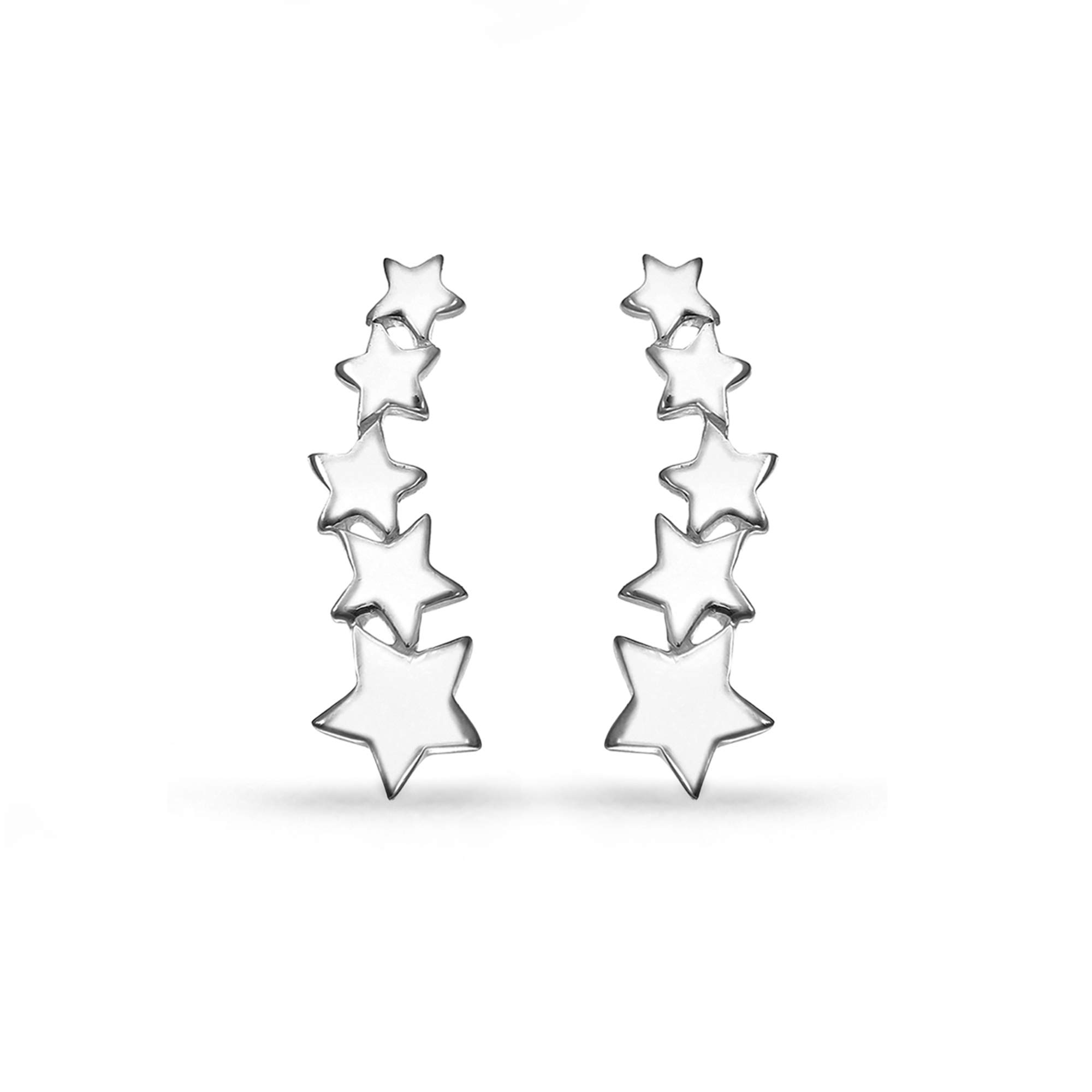Boma Jewelry Sterling Silver Star Ear Crawler Earrings – Dainty & Elegant Hoop Earrings for Women | Perfect for Parties, Date Nights & Everyday Wear