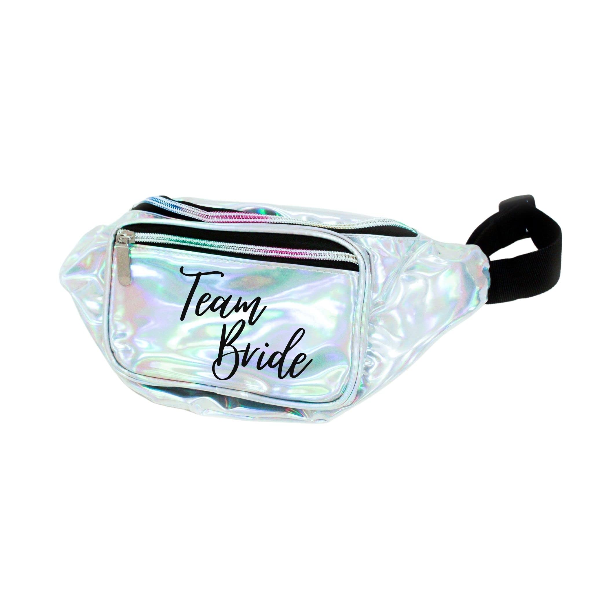 Team Bride Holographic Metallic Waist Bag (Silver) - Perfect for Bachelorette Parties, Weddings & Festivals