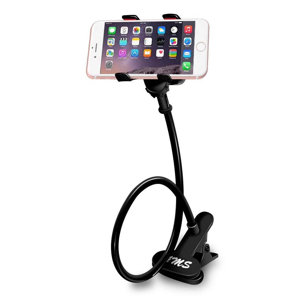 AMS Flexible Long Arm Cell Phone Holder - Adjustable Clip Stand for All Mobile Phones, Perfect for Desktop, Bed, Office & Kitchen Use | Hands-Free Viewing While Working, Cooking or Relaxing