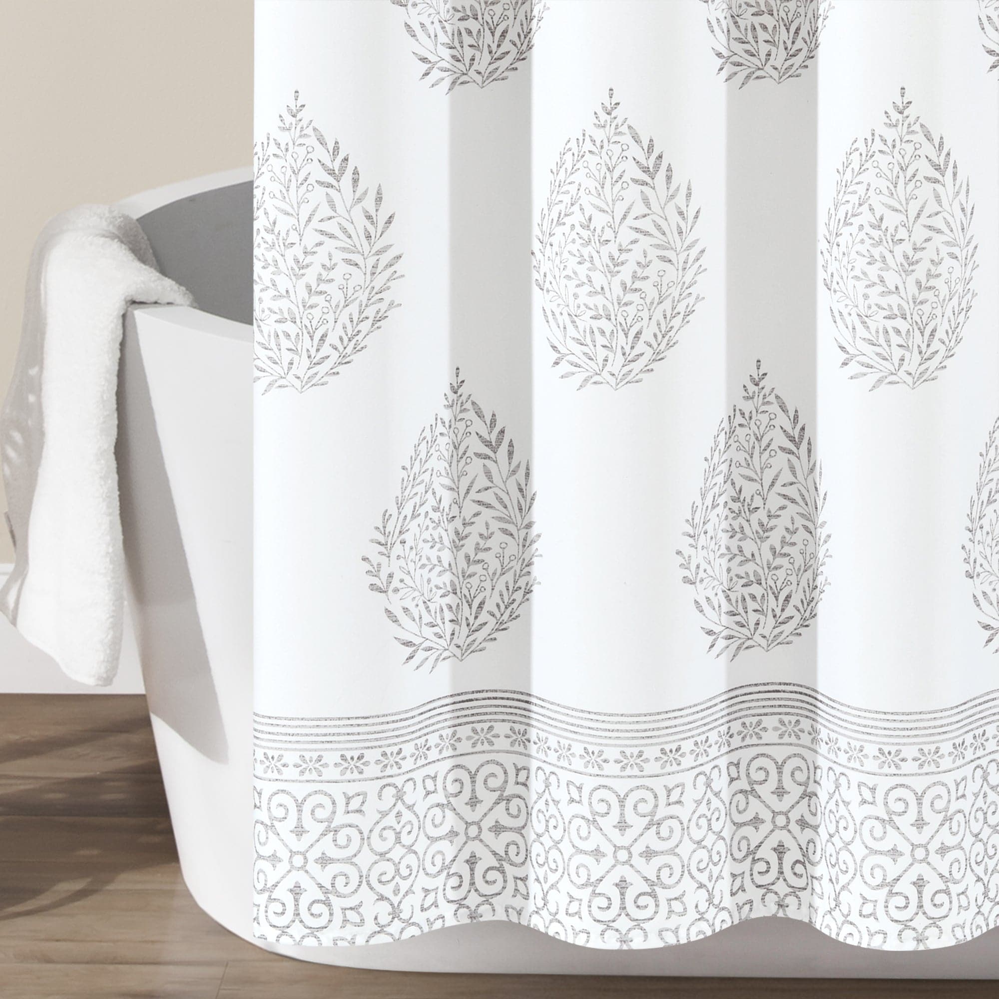 Waterproof Teardrop Leaf Shower Curtain - Modern Botanical Bathroom Decor for Spa-Like Experience | Perfect for Bathrooms, Guest Rooms & Dorm Showers