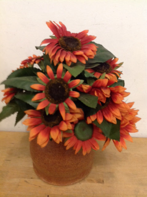 7 Inch Handmade Pottery Vase with Sunflower Design - Perfect for Home Decor, Wedding Centerpieces & Farmhouse Style Interiors